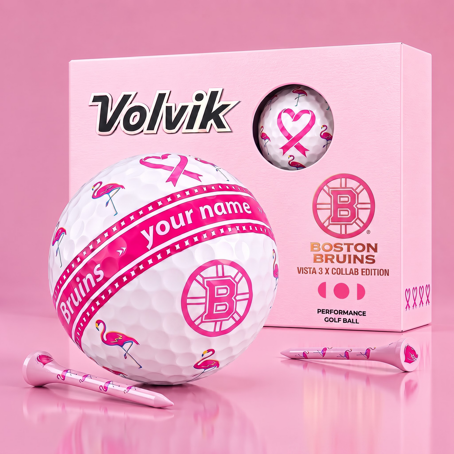 PREMIUM NHL X BB EXCLUSIVE PERSONALIZED VOLVIK BREAST CANCER GOLF BALL SET LIMITED EDTION