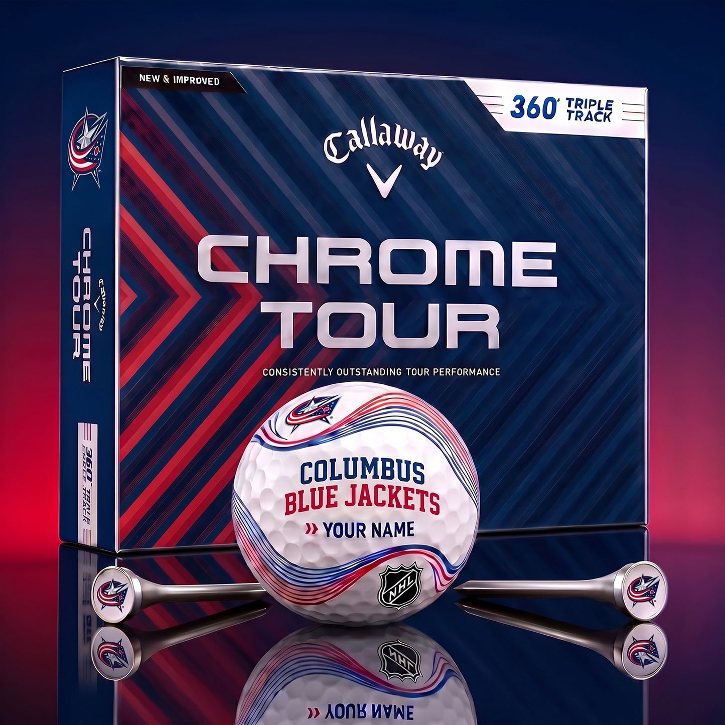 PREMIUM NHL X CBJ DELUX PERSONALIZED GOLF BALL FOR TOURNAMENT V33 LIMITED EDITION
