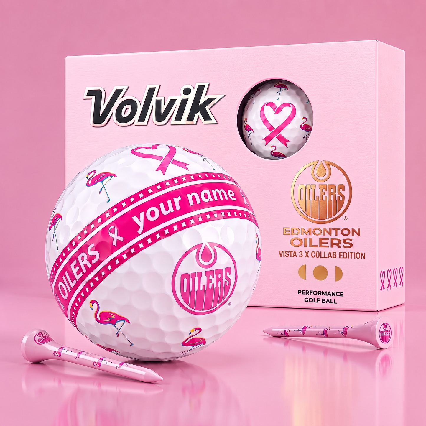 PREMIUM NHL X EO EXCLUSIVE PERSONALIZED VOLVIK BREAST CANCER GOLF BALL SET LIMITED EDTION