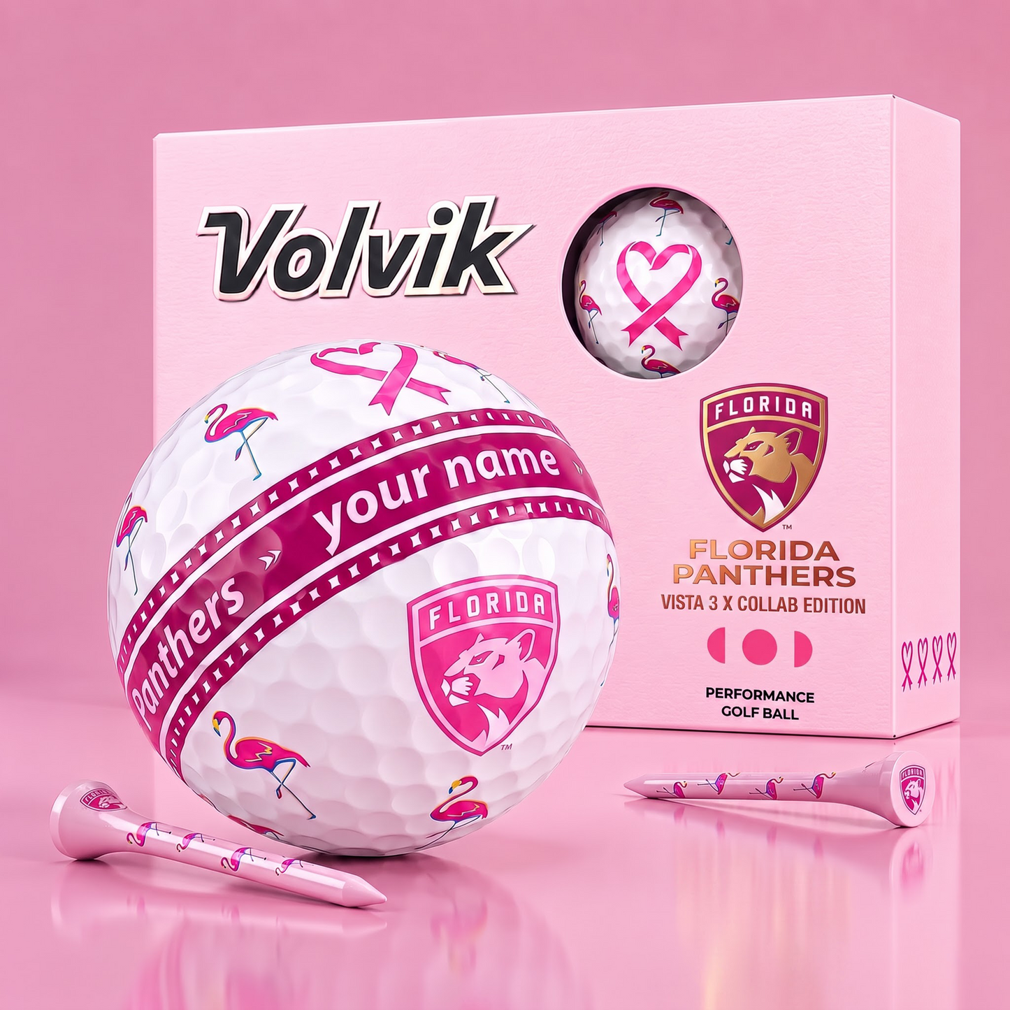 PREMIUM NHL X FP EXCLUSIVE PERSONALIZED VOLVIK BREAST CANCER GOLF BALL SET LIMITED EDTION