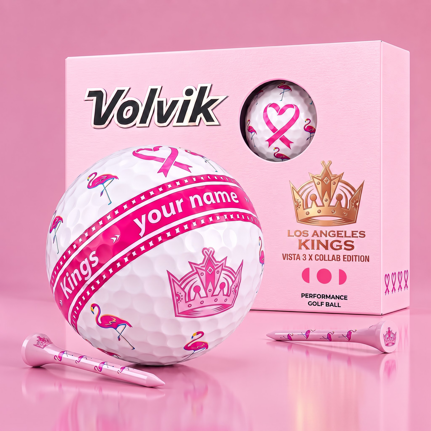 PREMIUM NHL X LAK EXCLUSIVE PERSONALIZED VOLVIK BREAST CANCER GOLF BALL SET LIMITED EDTION