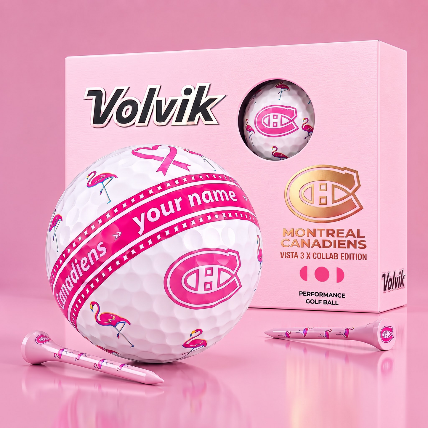 PREMIUM NHL X MC EXCLUSIVE PERSONALIZED VOLVIK BREAST CANCER GOLF BALL SET LIMITED EDTION