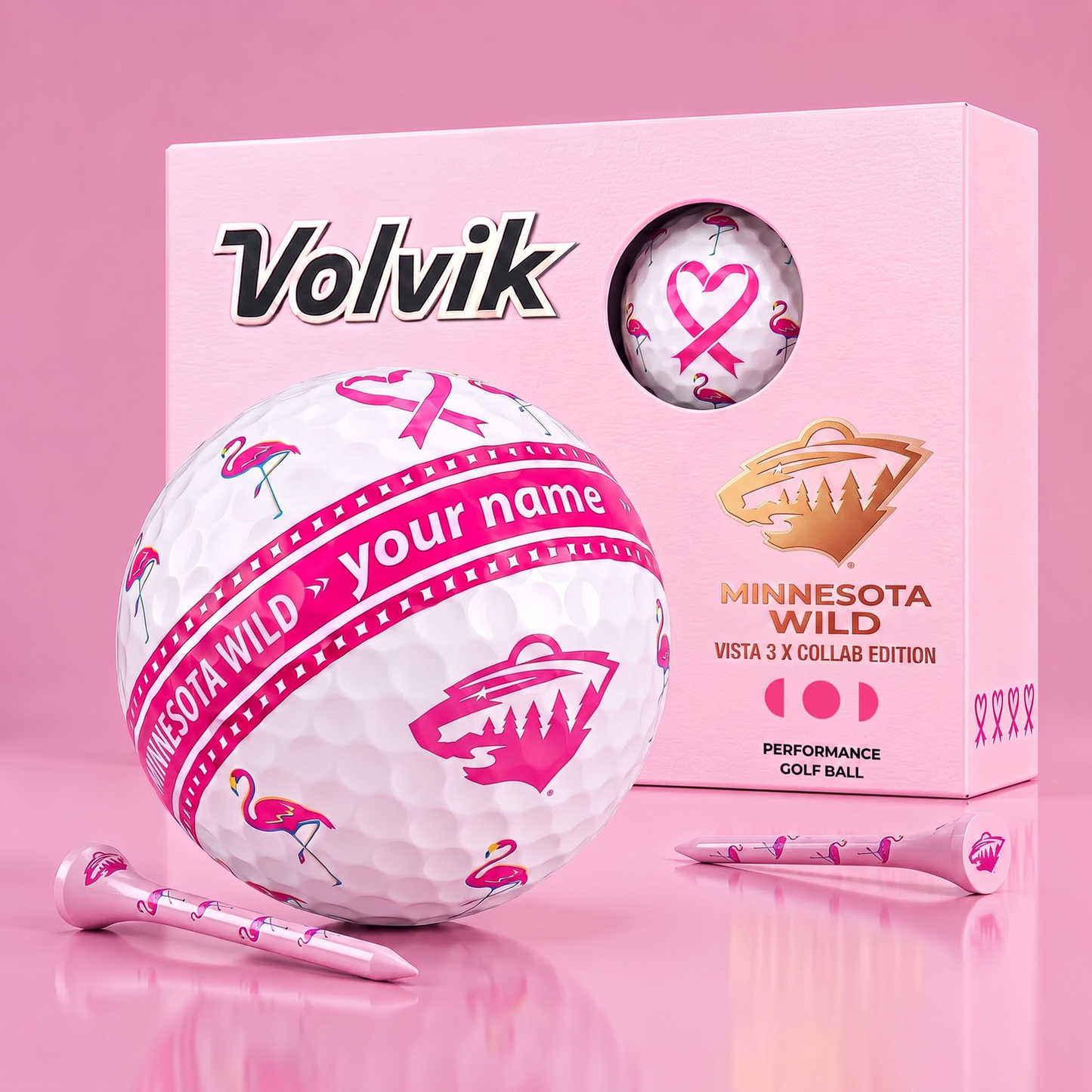 PREMIUM NHL X MW EXCLUSIVE PERSONALIZED VOLVIK BREAST CANCER GOLF BALL SET LIMITED EDTION