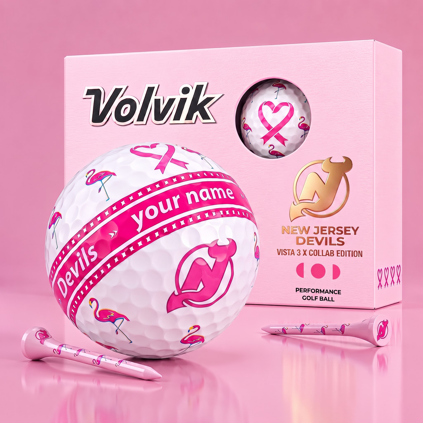 PREMIUM NHL X NJD EXCLUSIVE PERSONALIZED VOLVIK BREAST CANCER GOLF BALL SET LIMITED EDTION