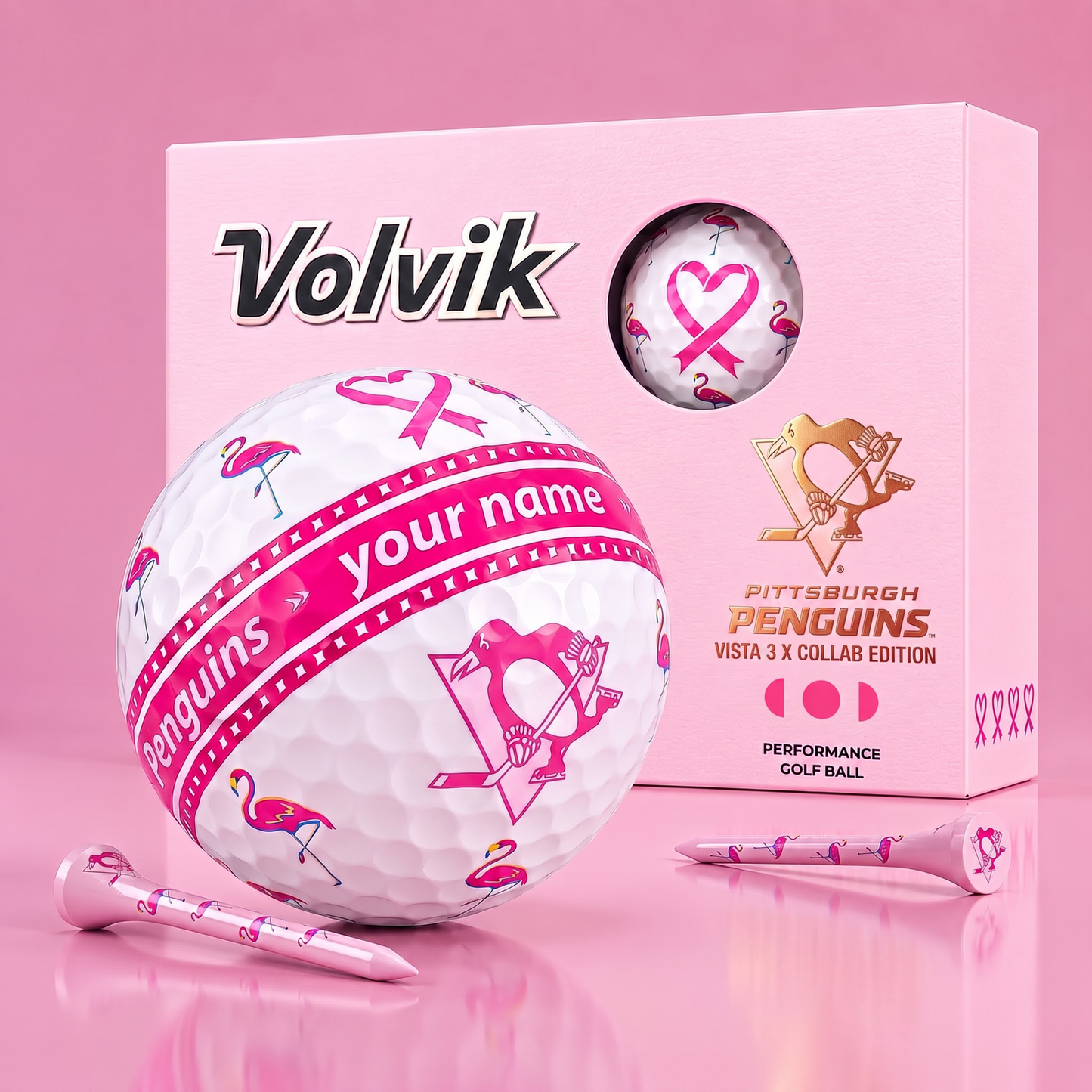 PREMIUM NHL X PP EXCLUSIVE PERSONALIZED VOLVIK BREAST CANCER GOLF BALL SET LIMITED EDTION