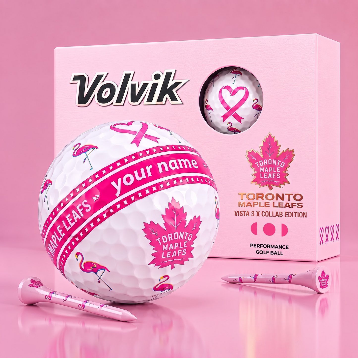 PREMIUM NHL X TML EXCLUSIVE PERSONALIZED VOLVIK BREAST CANCER GOLF BALL SET LIMITED EDTION