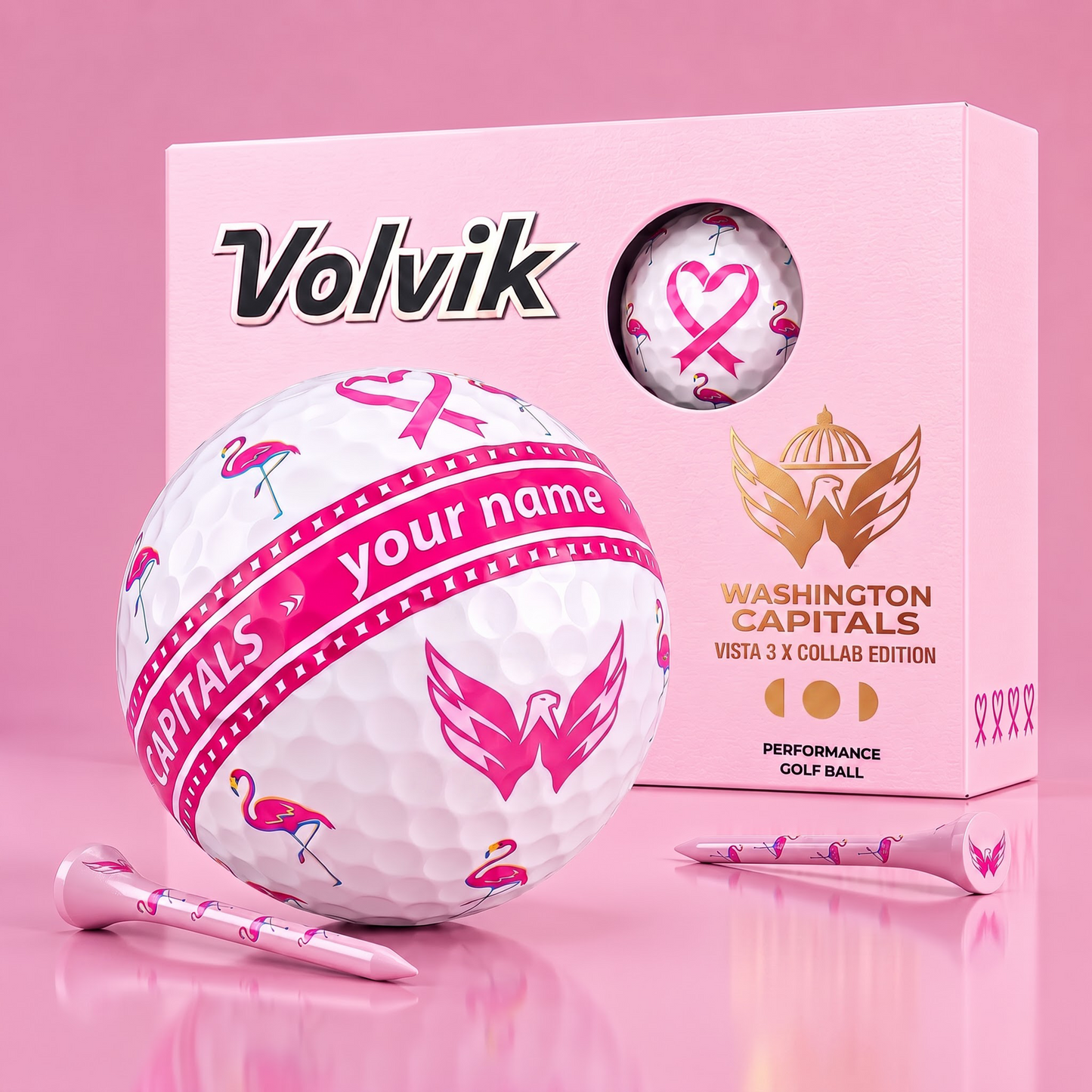 PREMIUM NHL X WC EXCLUSIVE PERSONALIZED VOLVIK BREAST CANCER GOLF BALL SET LIMITED EDTION