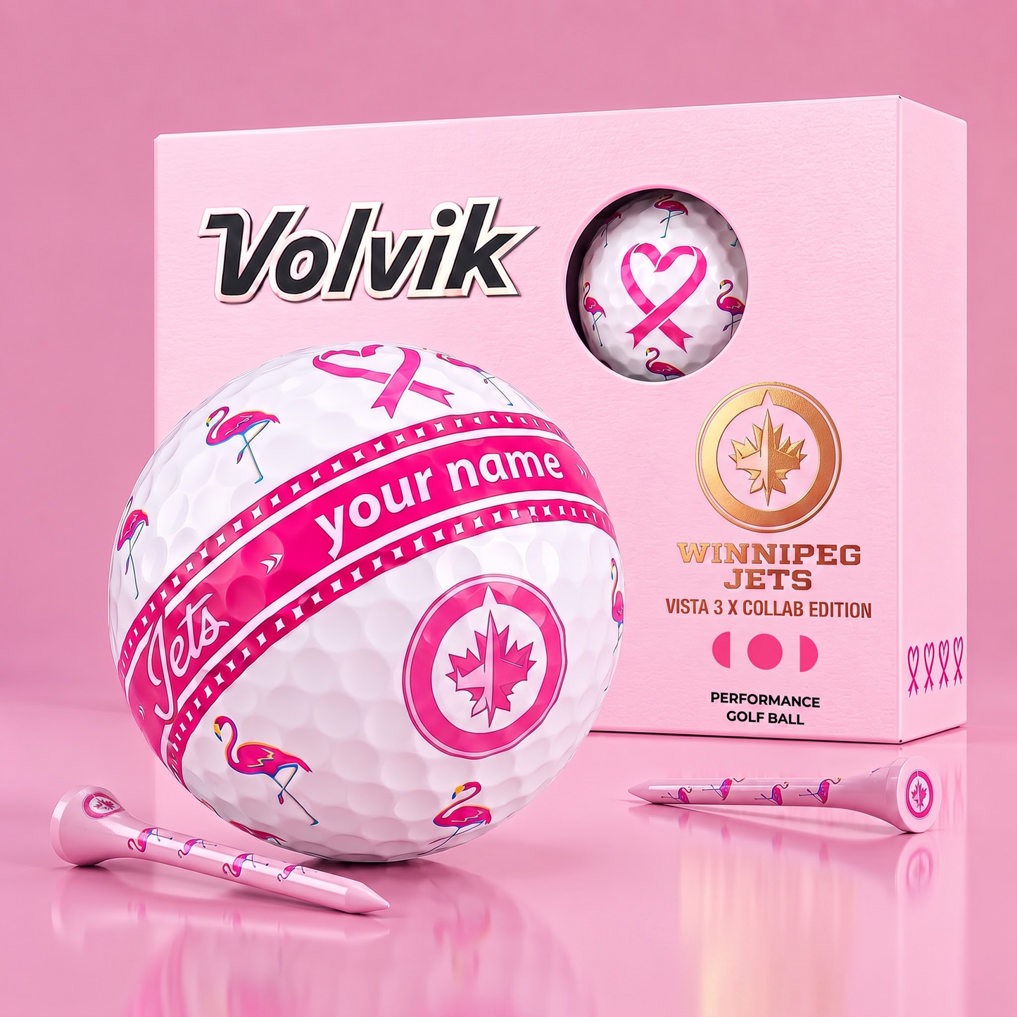 PREMIUM NHL X WJ EXCLUSIVE PERSONALIZED VOLVIK BREAST CANCER GOLF BALL SET LIMITED EDTION