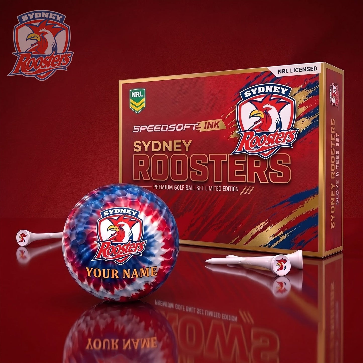 PREMIUM NRL X SR Glam-Lux PERSONALIZED TIE-Dye GOLF BALL SET LIMITED EDTION
