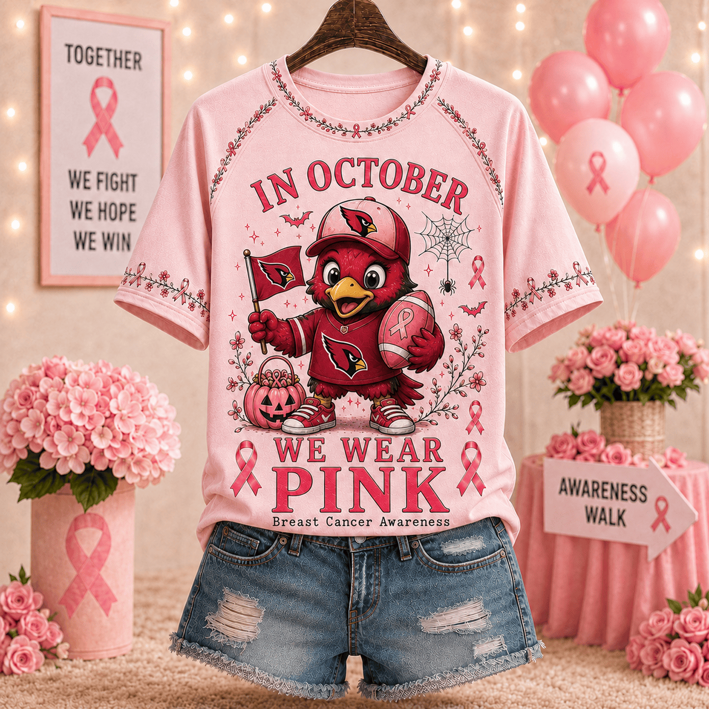 Premium NFL x ARI In October We Wear Pink V-neck