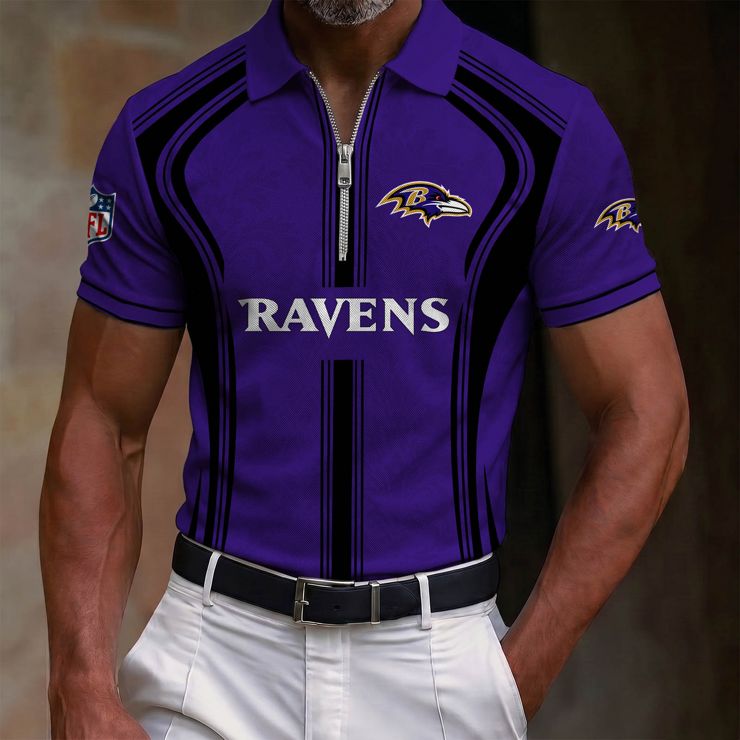 Premium NFL x BAL Quarter-Zip Polo Shirt