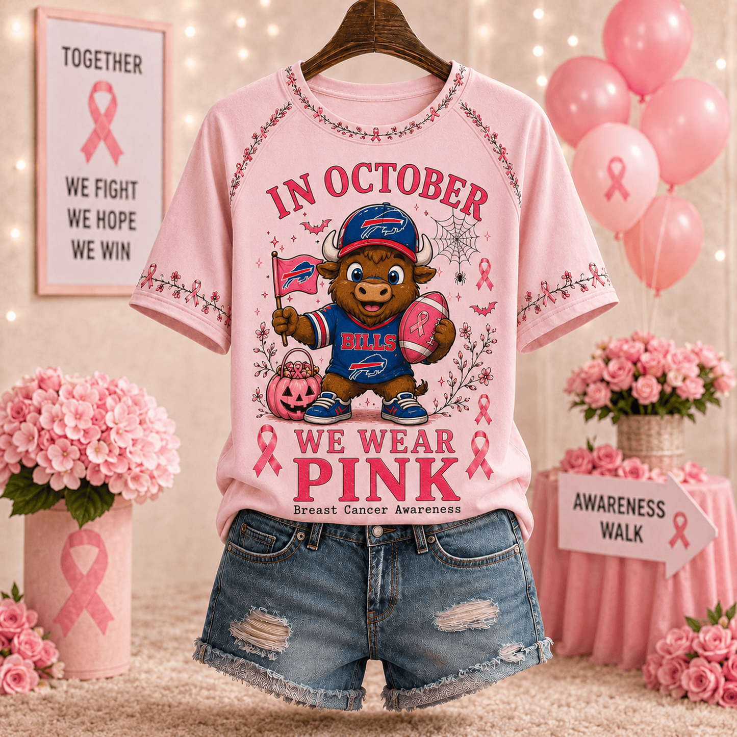 Premium NFL x BUF In October We Wear Pink V-neck
