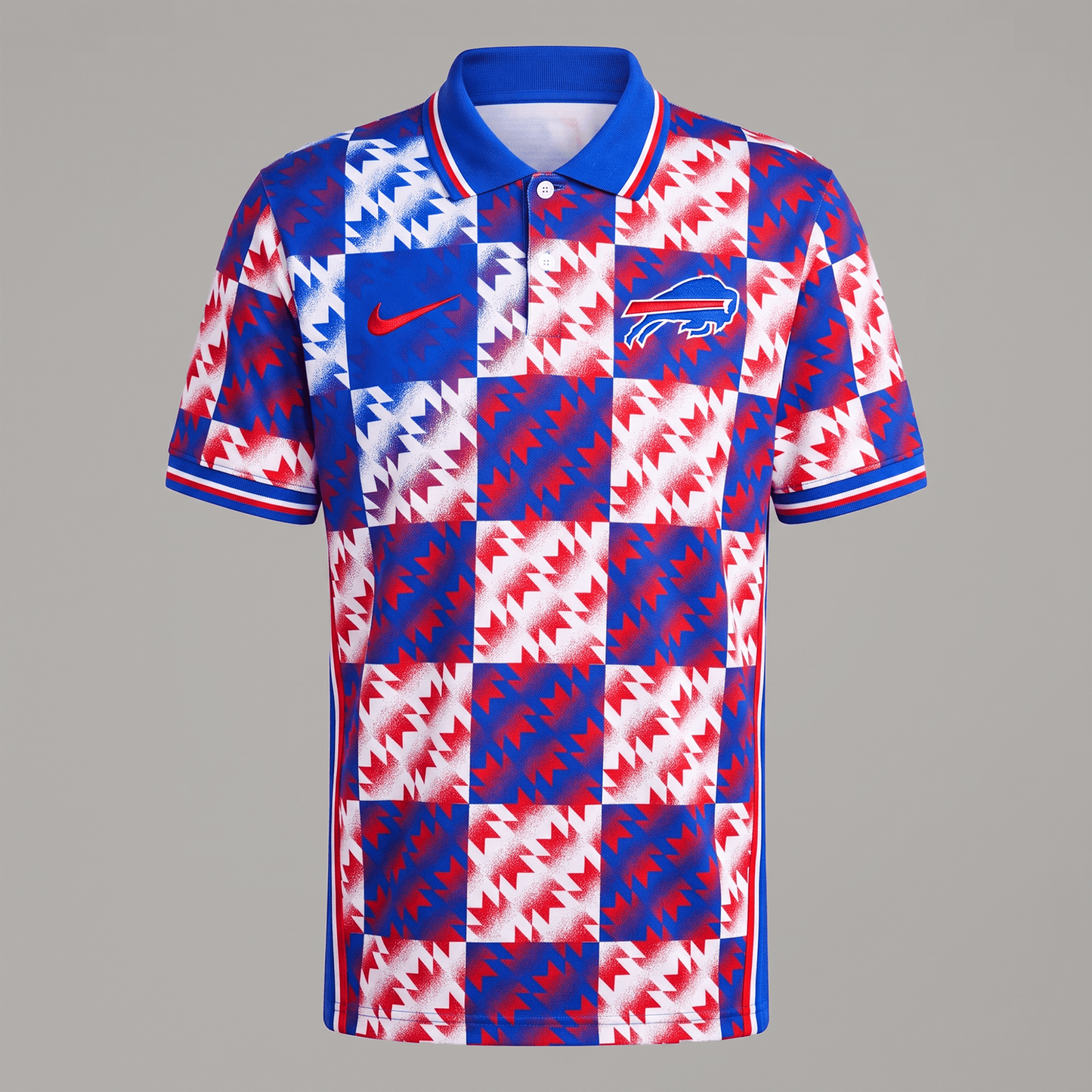 Premium NFL x BUF Menƒ??s Retro Geometric Pattern Polo Shirt