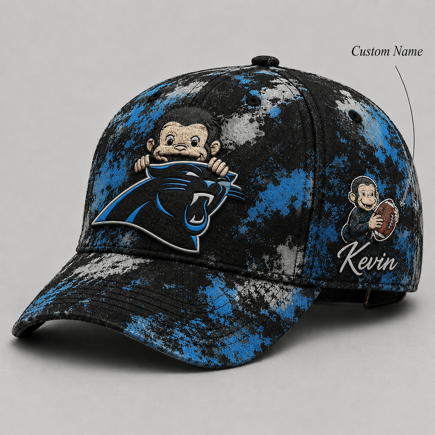 Premium NFL x CAR Curious George Custom Name Classic Cap For Passionate Game Day Fans