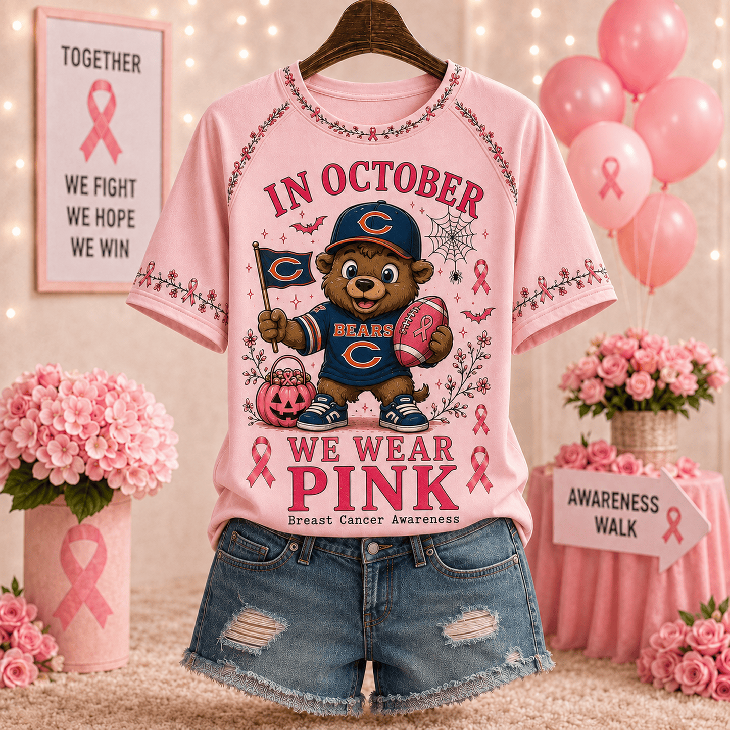 Premium NFL x CHI In October We Wear Pink V-neck