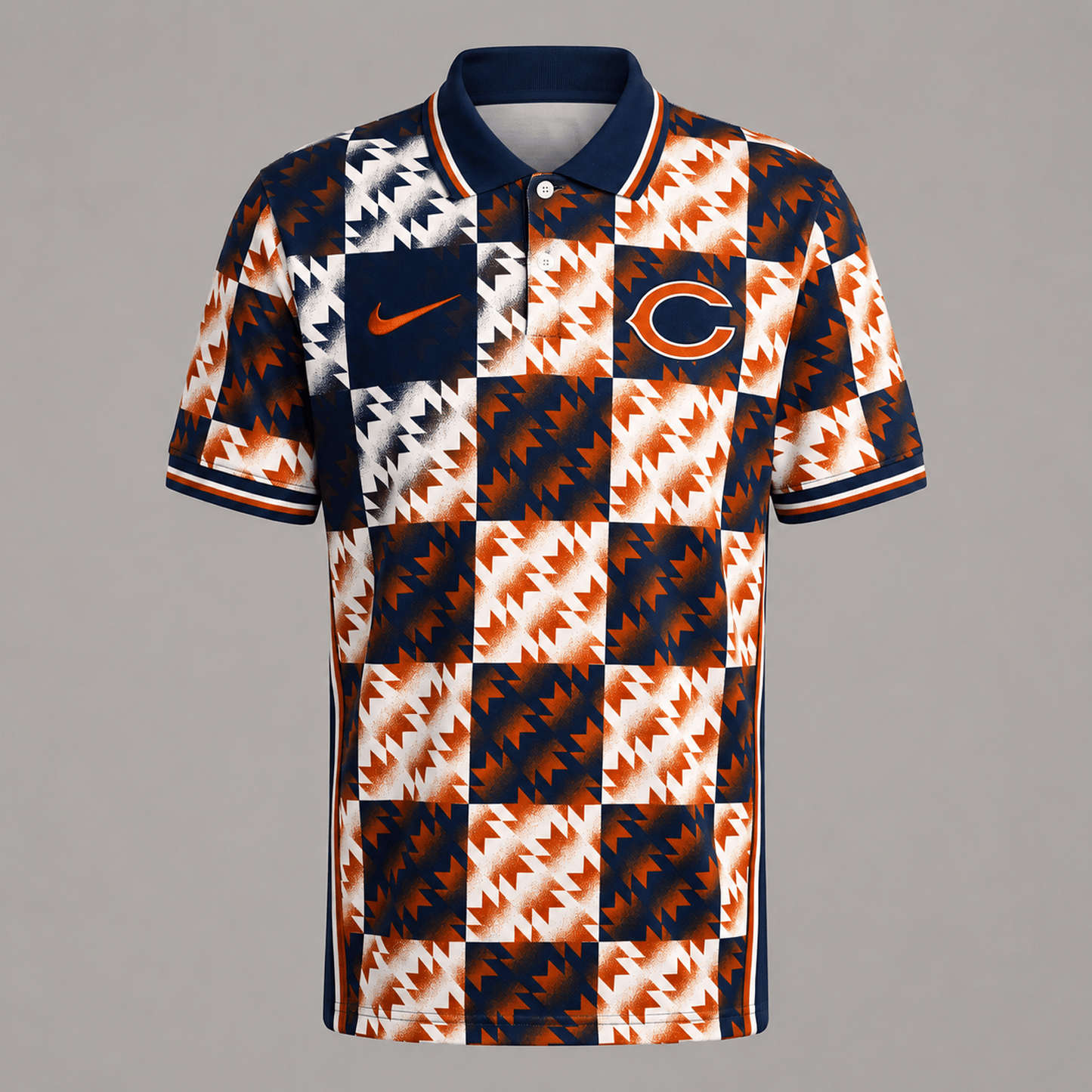 Premium NFL x CHI Menƒ??s Retro Geometric Pattern Polo Shirt