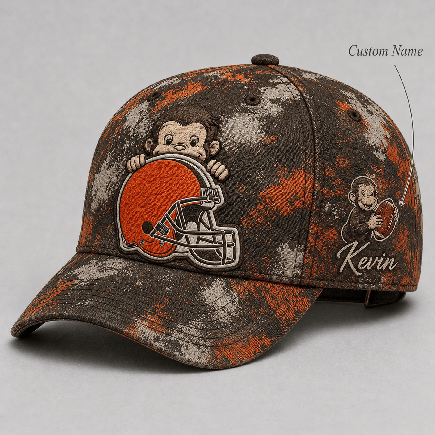 Premium NFL x CLE Curious George Custom Name Classic Cap For Passionate Game Day Fans