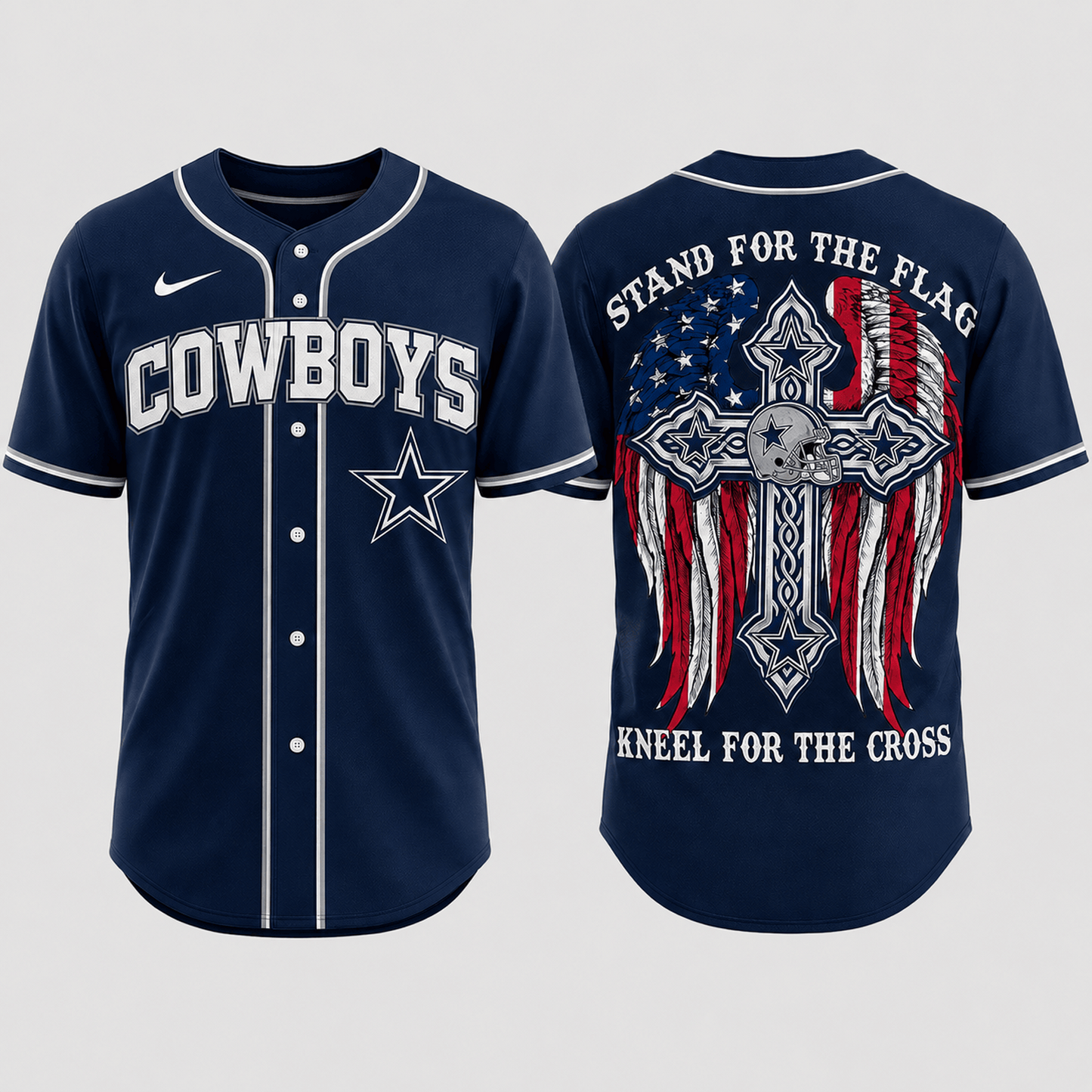 Premium NFL x DAL Stand For The Flag Kneel For The Cross Jersey Shirt