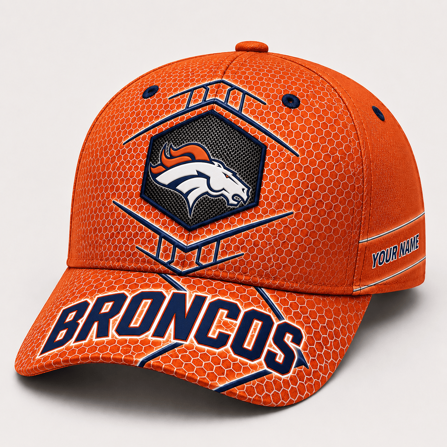 Premium NFL x DEN Honeycomb Custom Name Cap for Loyal Fans