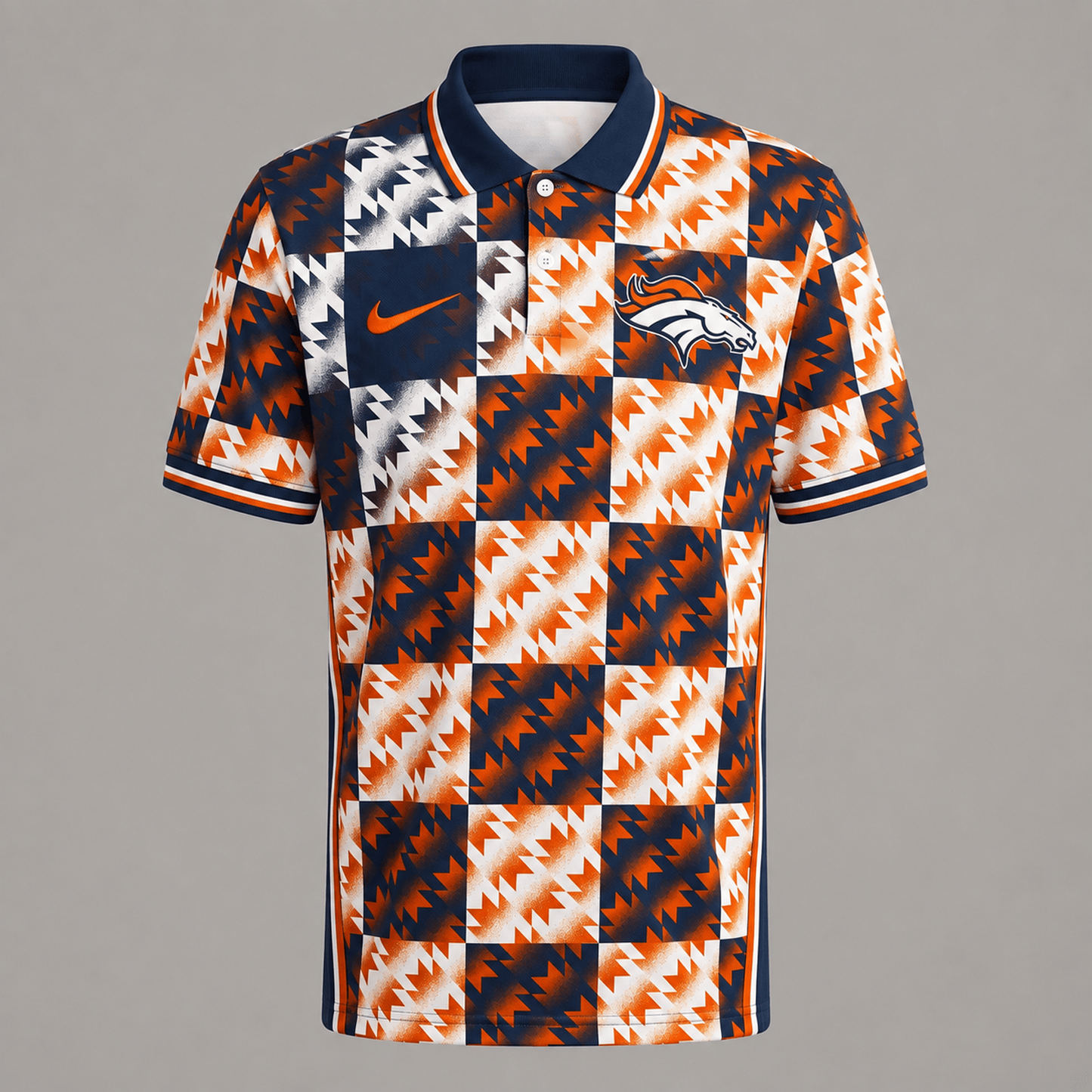 Premium NFL x DEN Menƒ??s Retro Geometric Pattern Polo Shirt