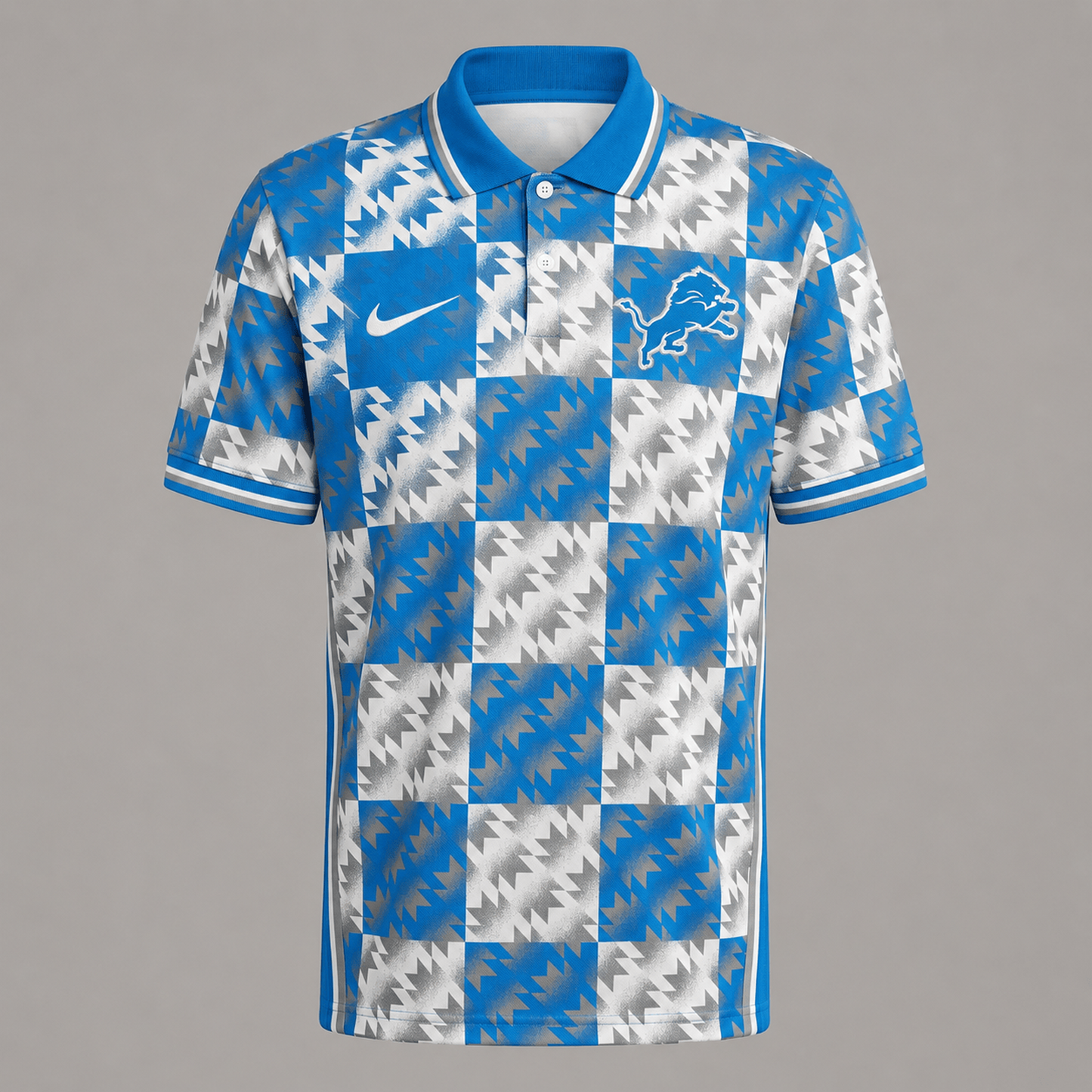 Premium NFL x DET Menƒ??s Retro Geometric Pattern Polo Shirt