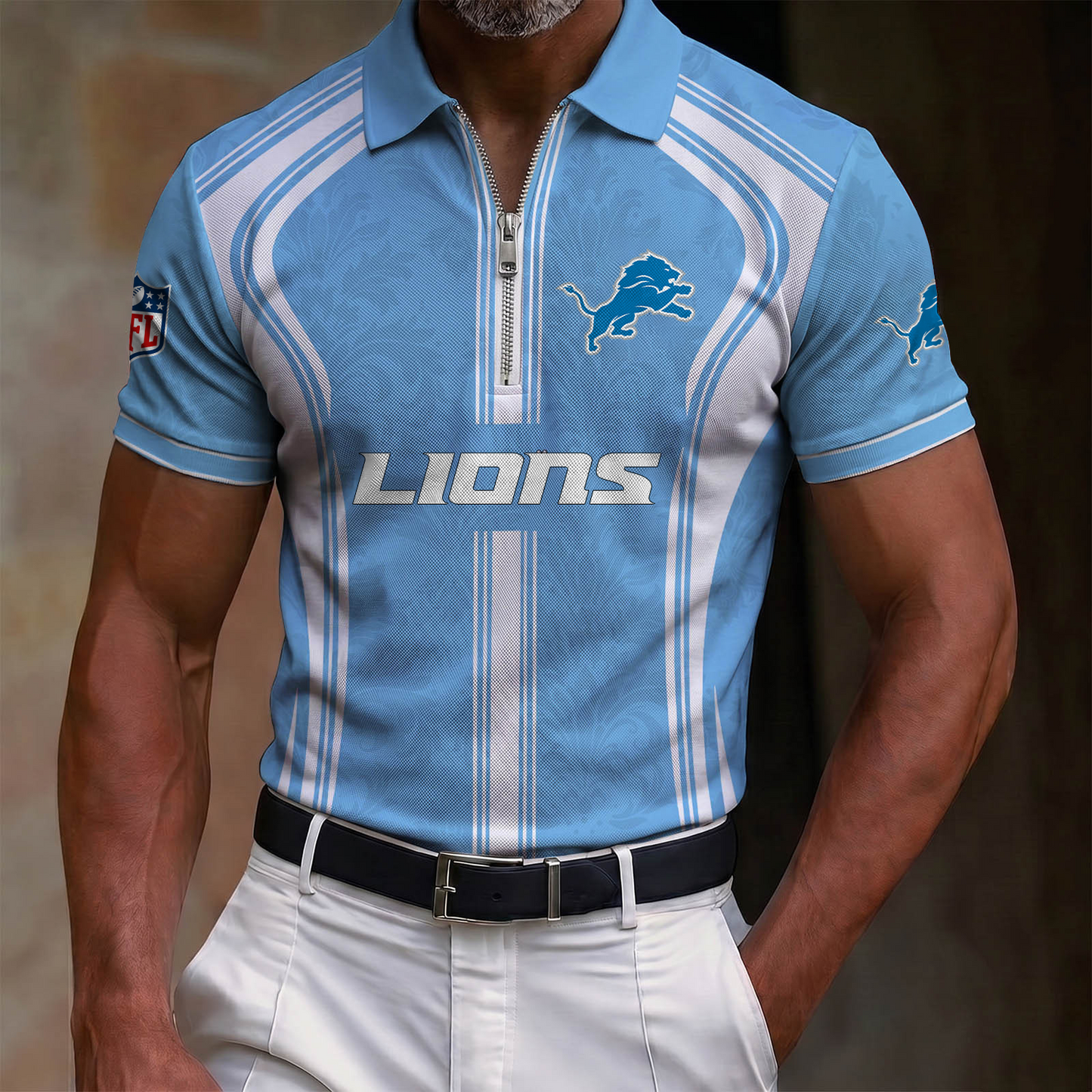 Premium NFL x DET Quarter-Zip Polo Shirt