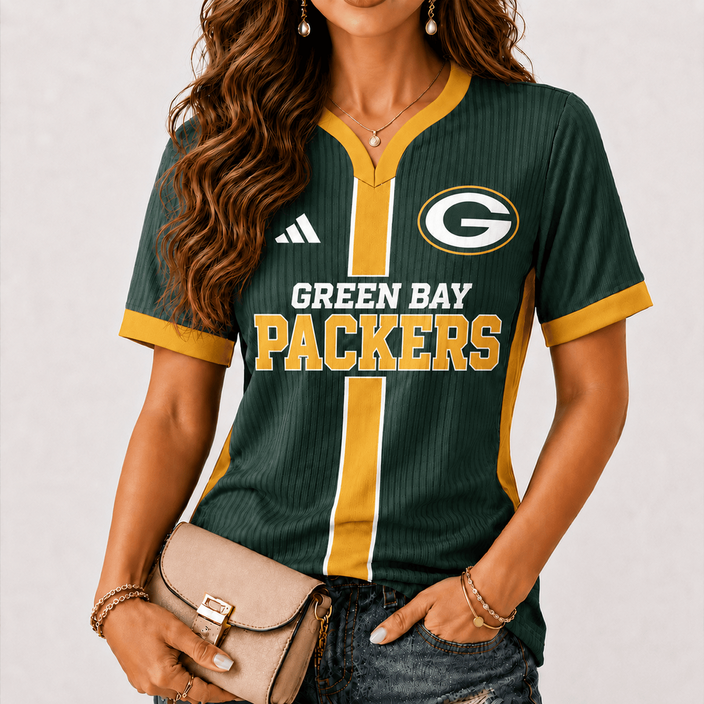 Premium NFL x GB Game Day Women V-Neck Short Sleeve