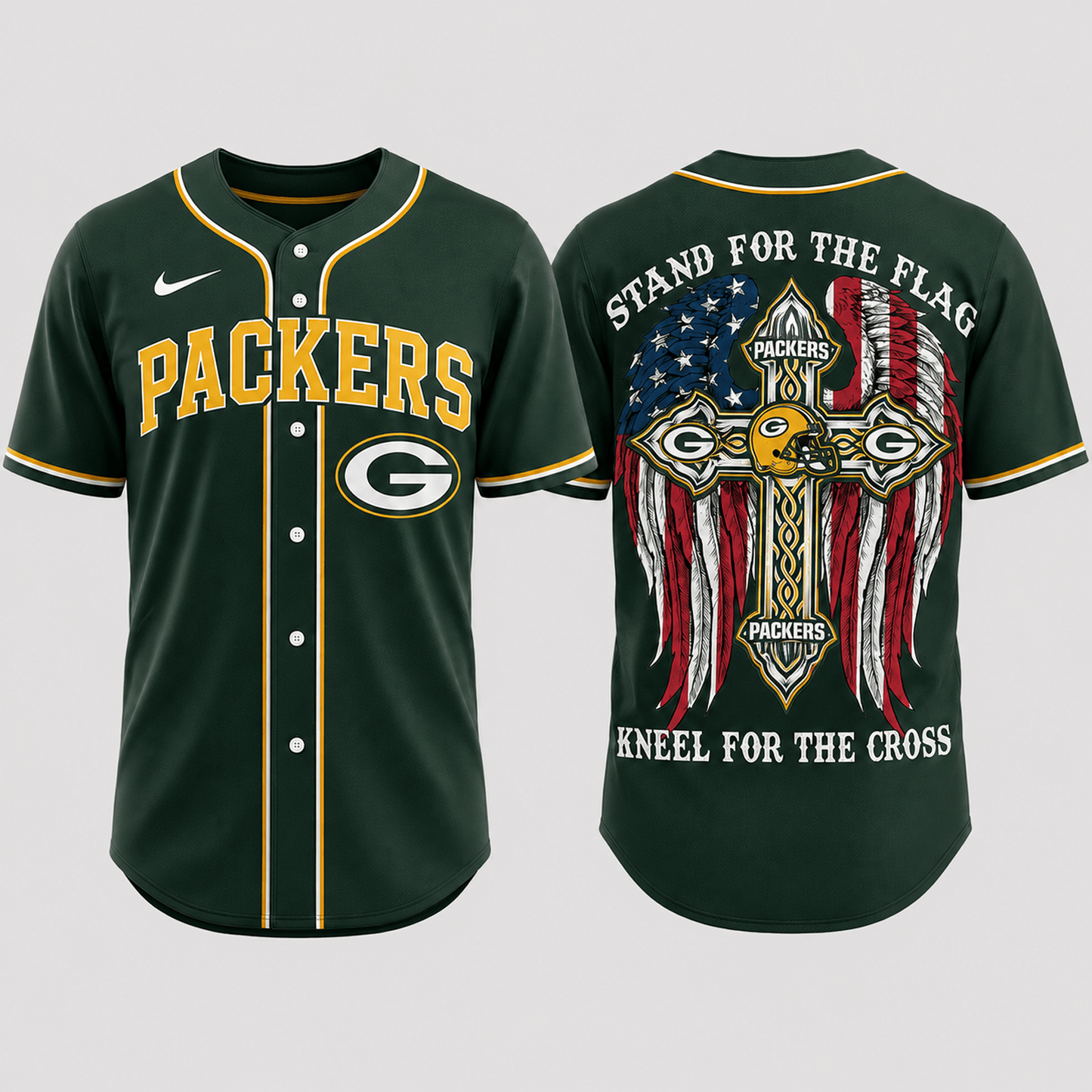 Premium NFL x GB Stand For The Flag Kneel For The Cross Jersey Shirt