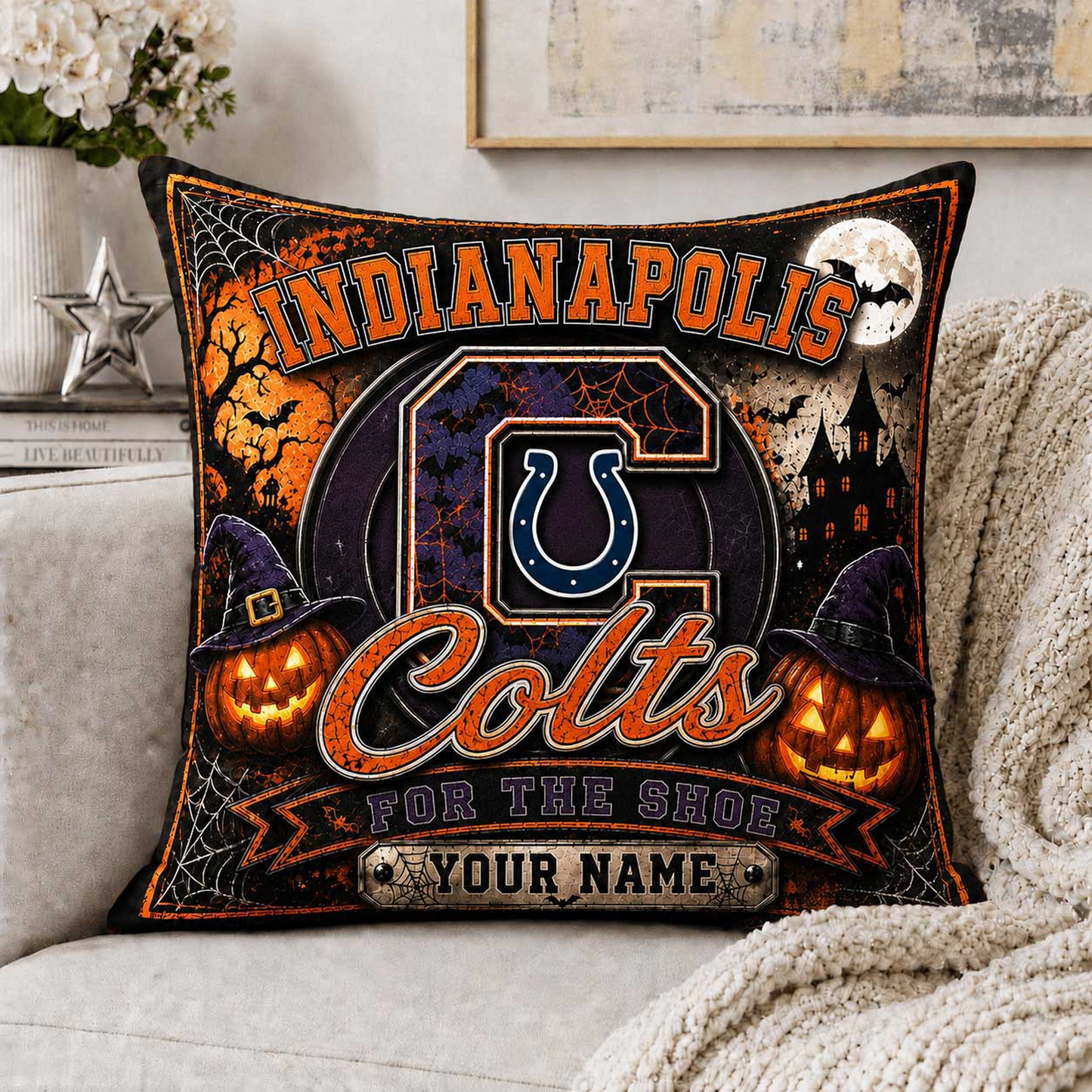 Premium NFL x IND Spooky Season Fan Personalized Pillow