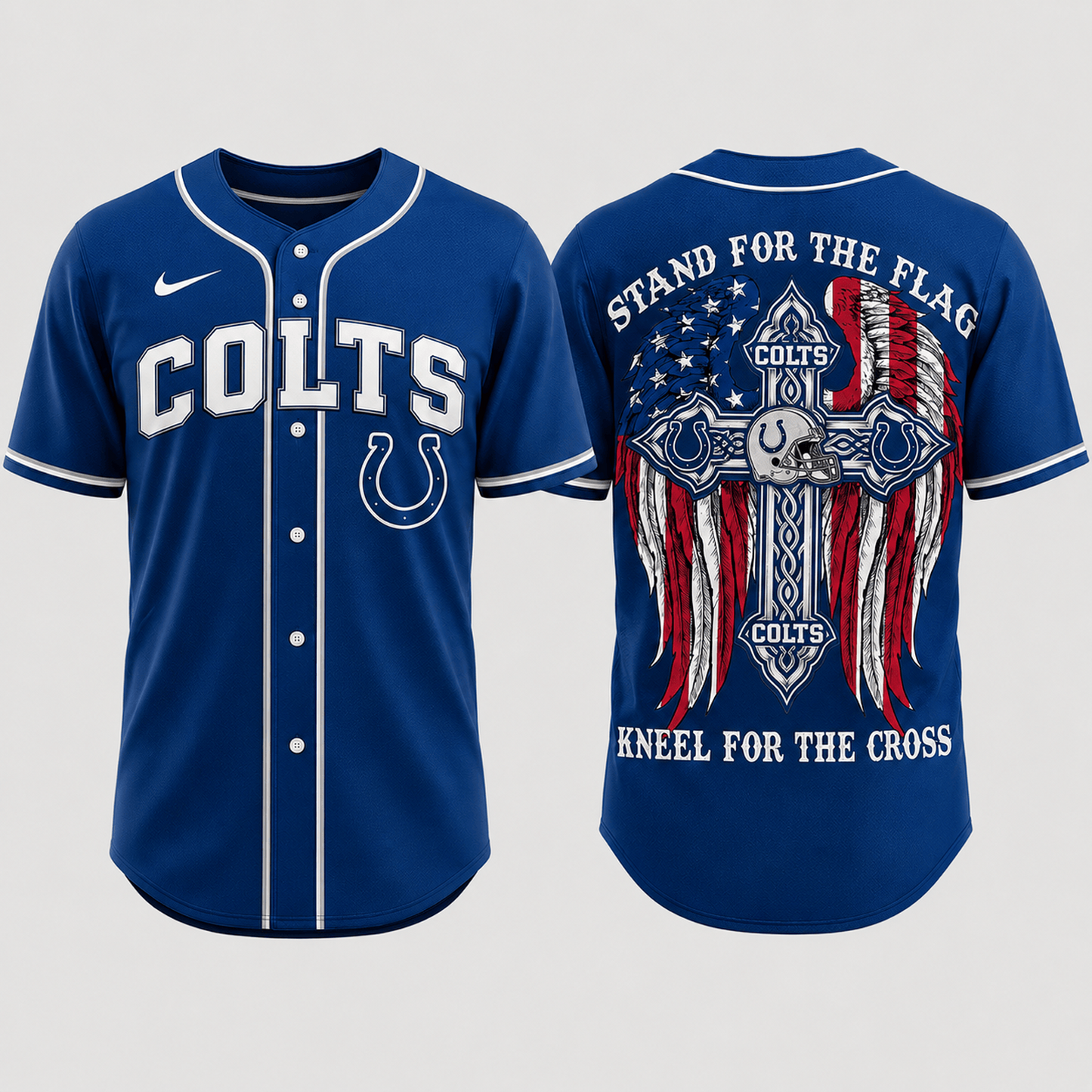 Premium NFL x IND Stand For The Flag Kneel For The Cross Jersey Shirt