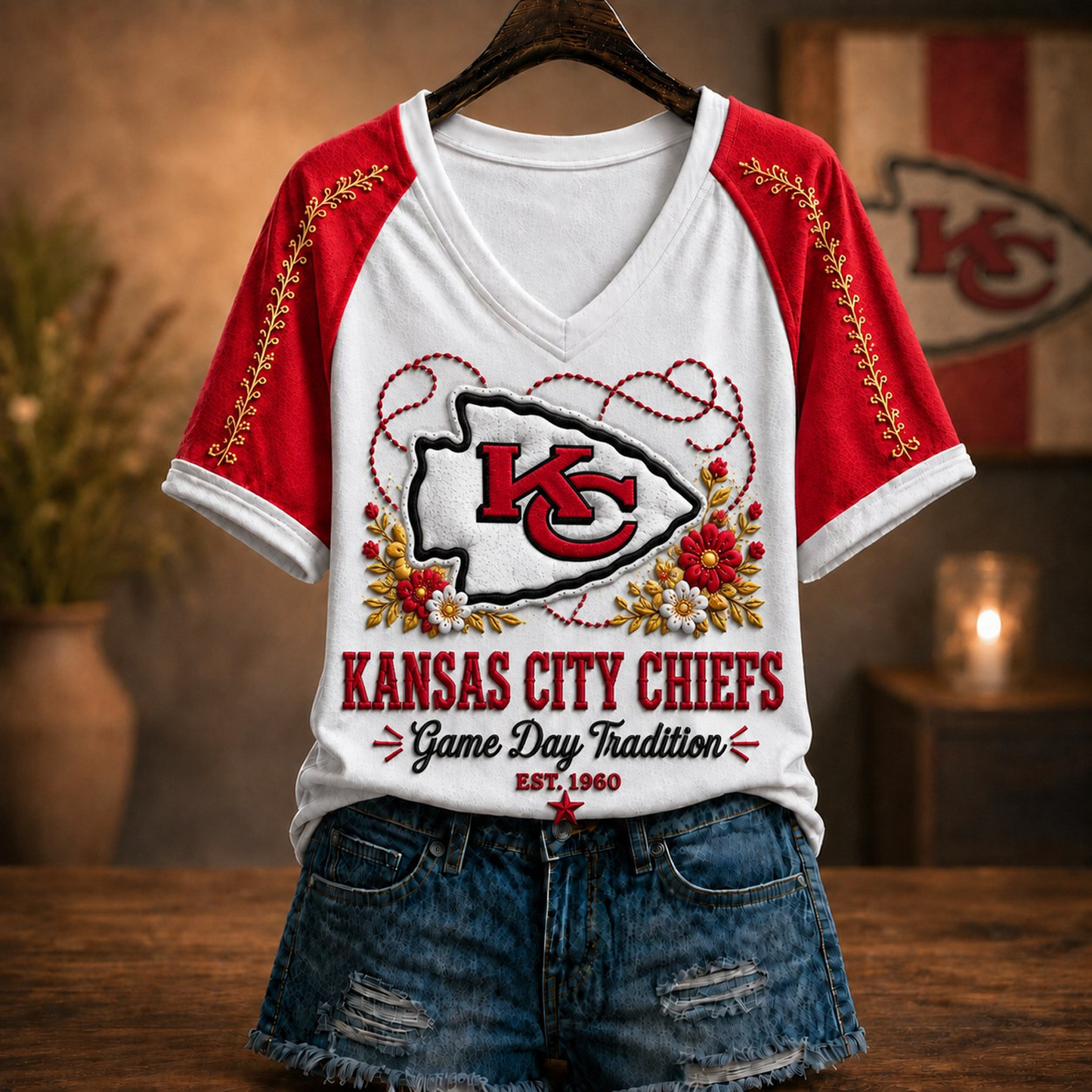 Premium NFL x KCC Raglan T-Shirt V-Neck