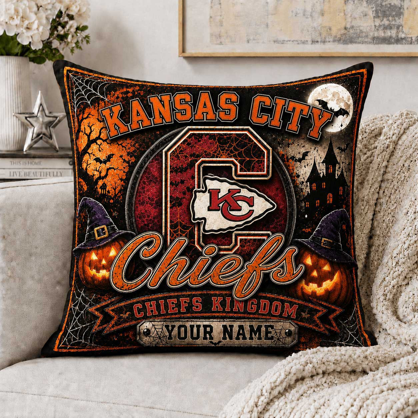 Premium NFL x KCC Spooky Season Fan Personalized Pillow