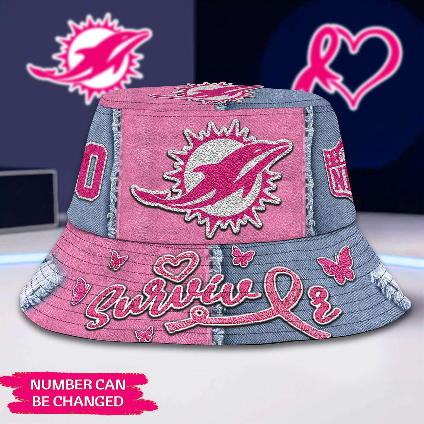 Premium NFL x MIA Cancer Survivor Bucket Hat