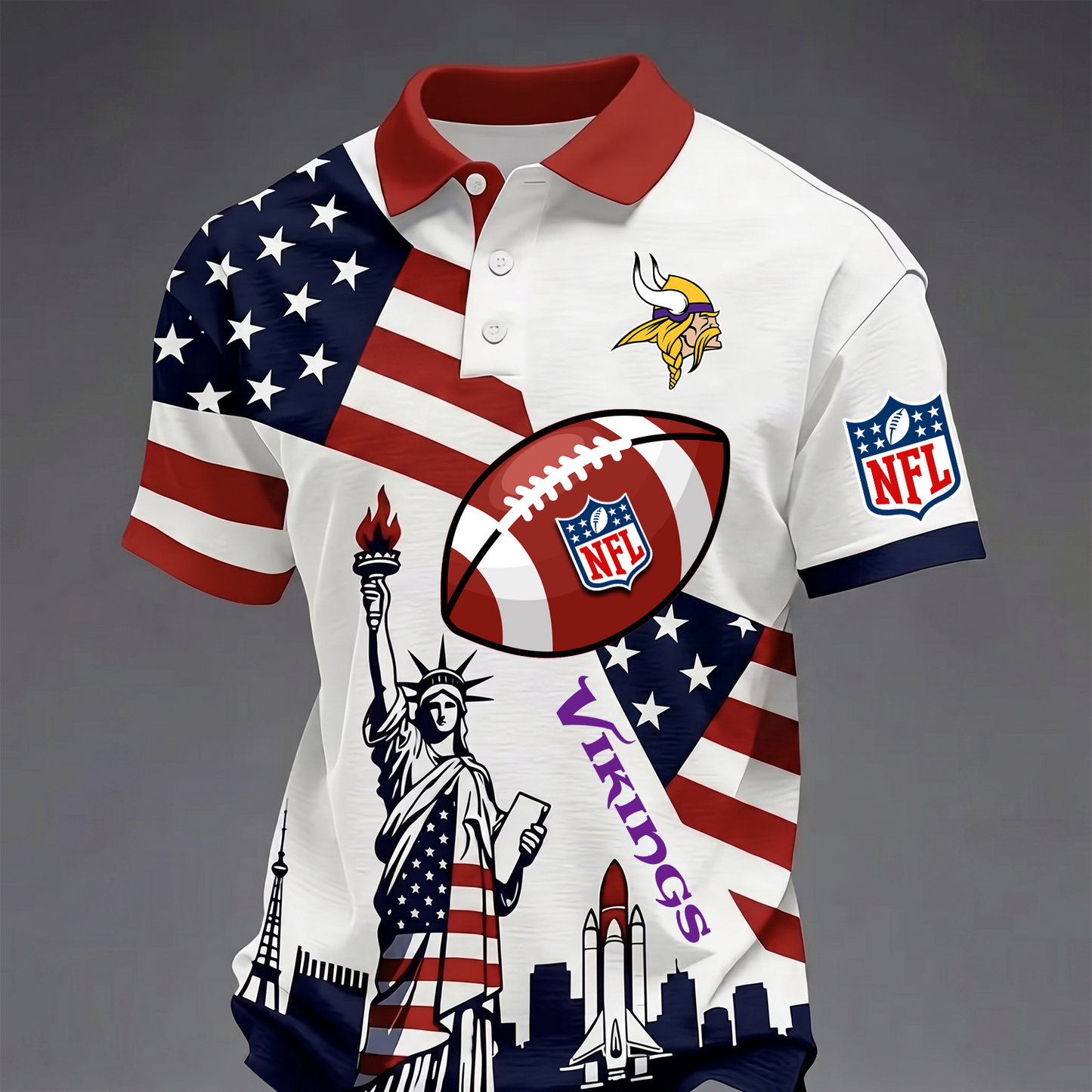 Premium NFL x MIN USA 250 Year Anniversary Polo Shirt 200626