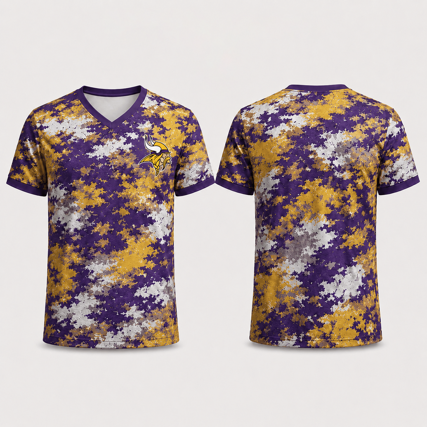 Premium NFL x MIN V-Neck Camo T-Shirt For Fans Loving Digital Camouflage