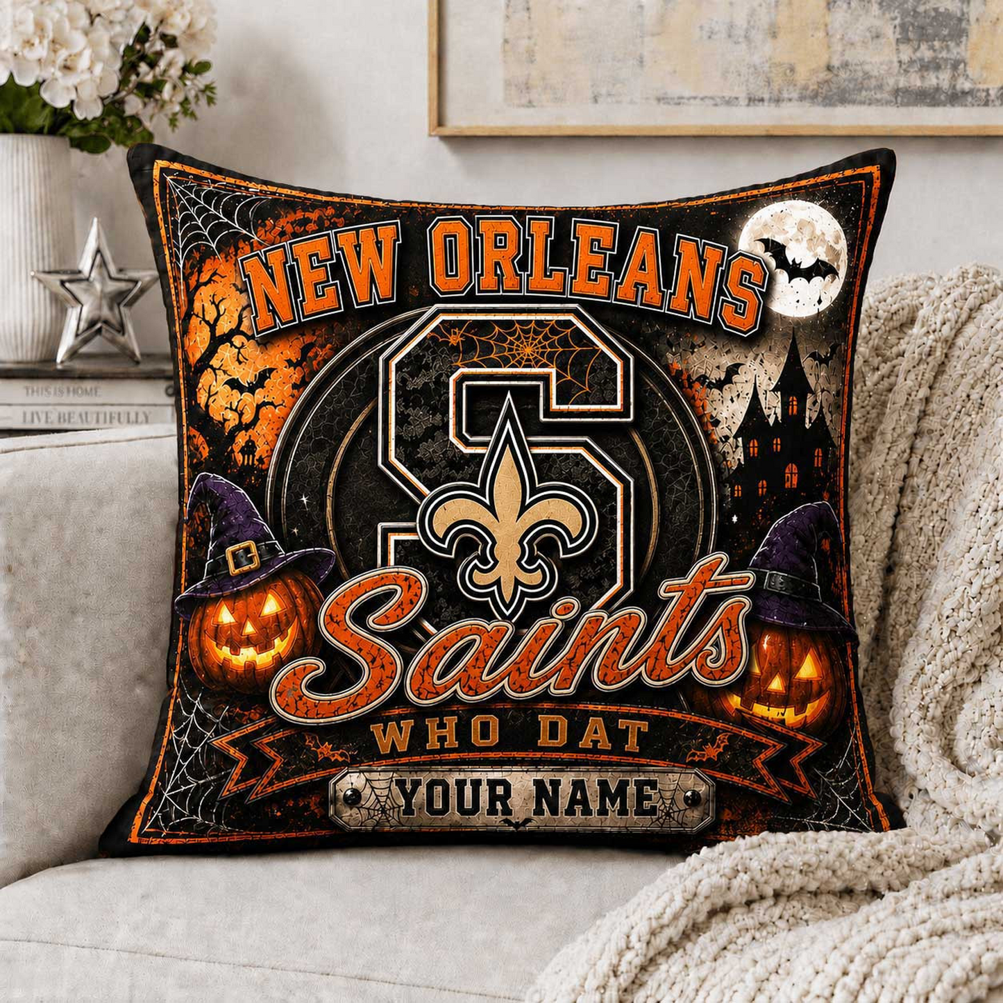 Premium NFL x NO Spooky Season Fan Personalized Pillow