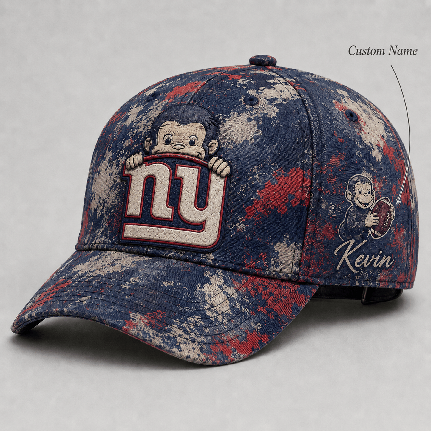 Premium NFL x NYG Curious George Custom Name Classic Cap For Passionate Game Day Fans