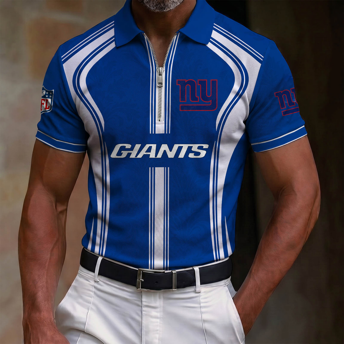 Premium NFL x NYG Quarter-Zip Polo Shirt