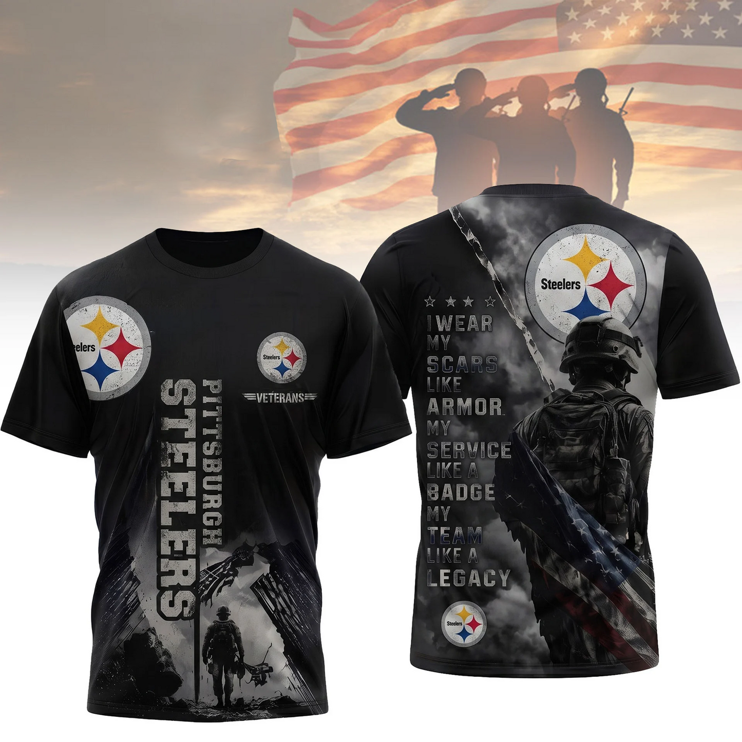 Premium NFL x PIT Veterans Legacy Team 3D Shirt