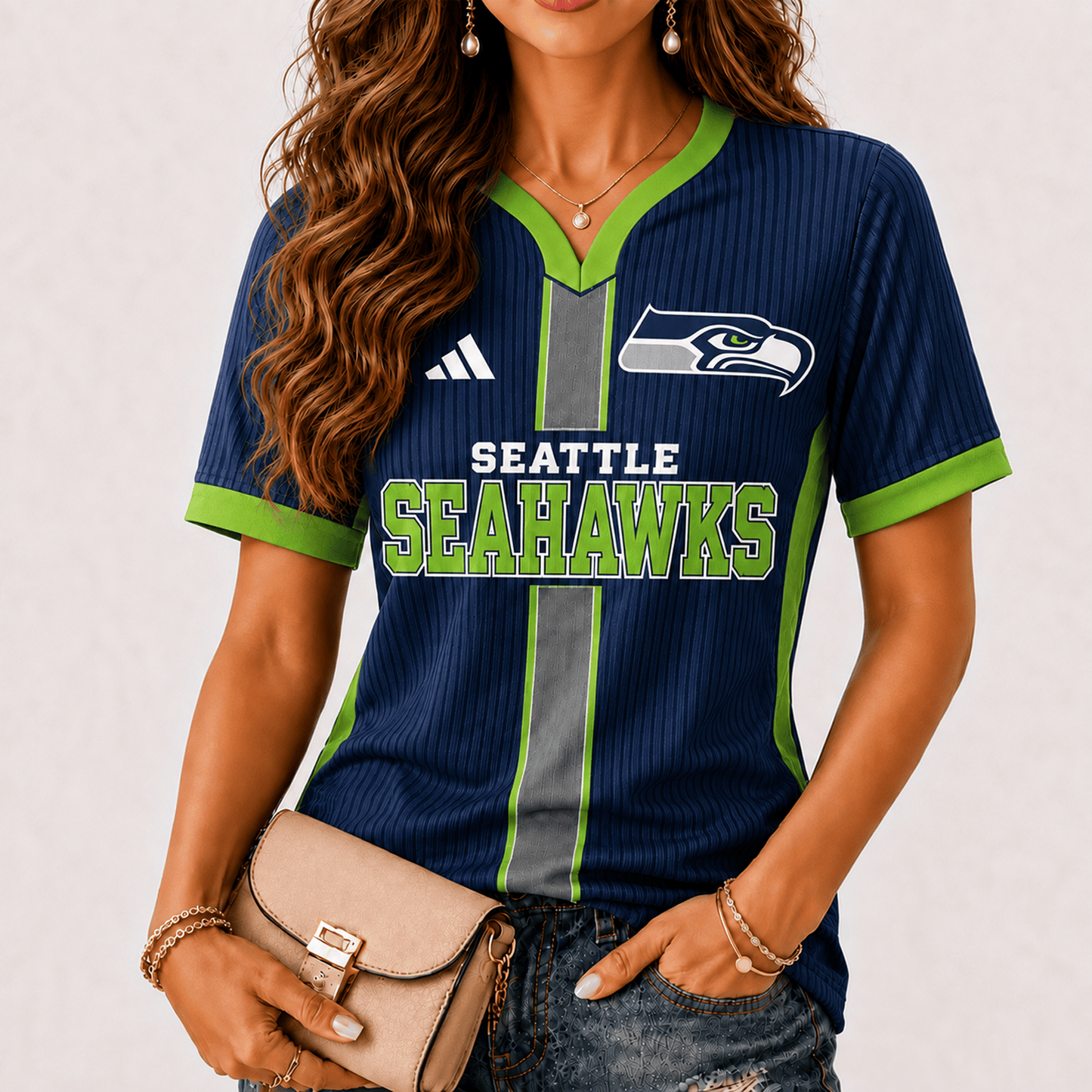 Premium NFL x SEA Game Day Women V-Neck Short Sleeve