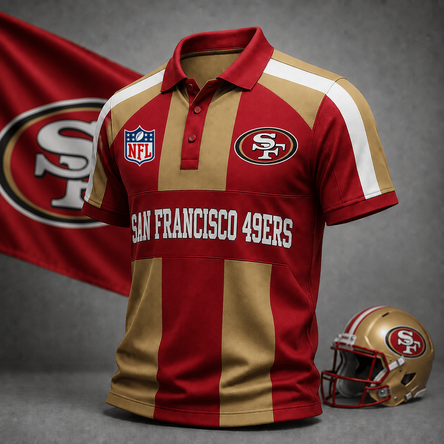 Premium NFL x SF Heritage Stripe Rugby Polo Shirt