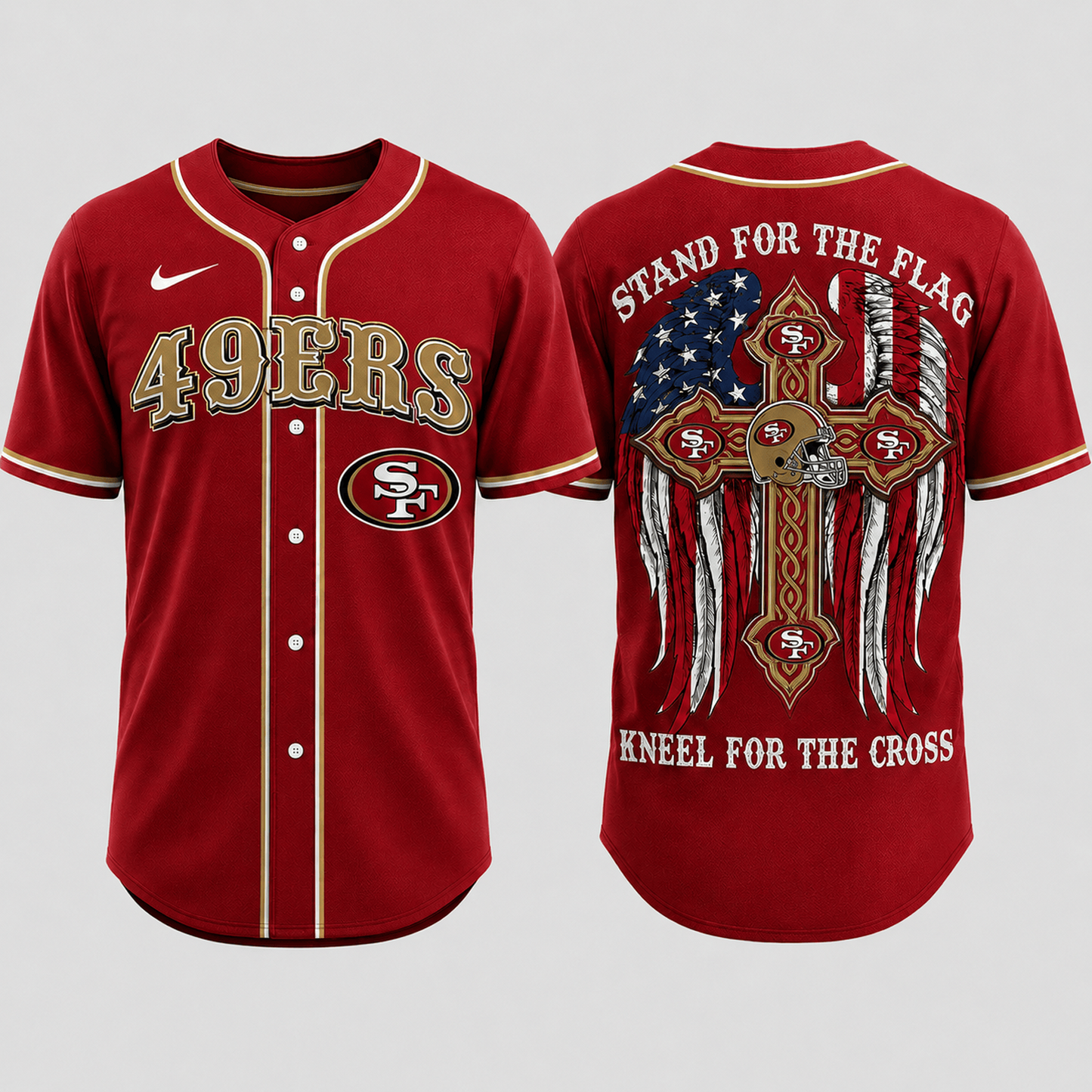 Premium NFL x SF Stand For The Flag Kneel For The Cross Jersey Shirt
