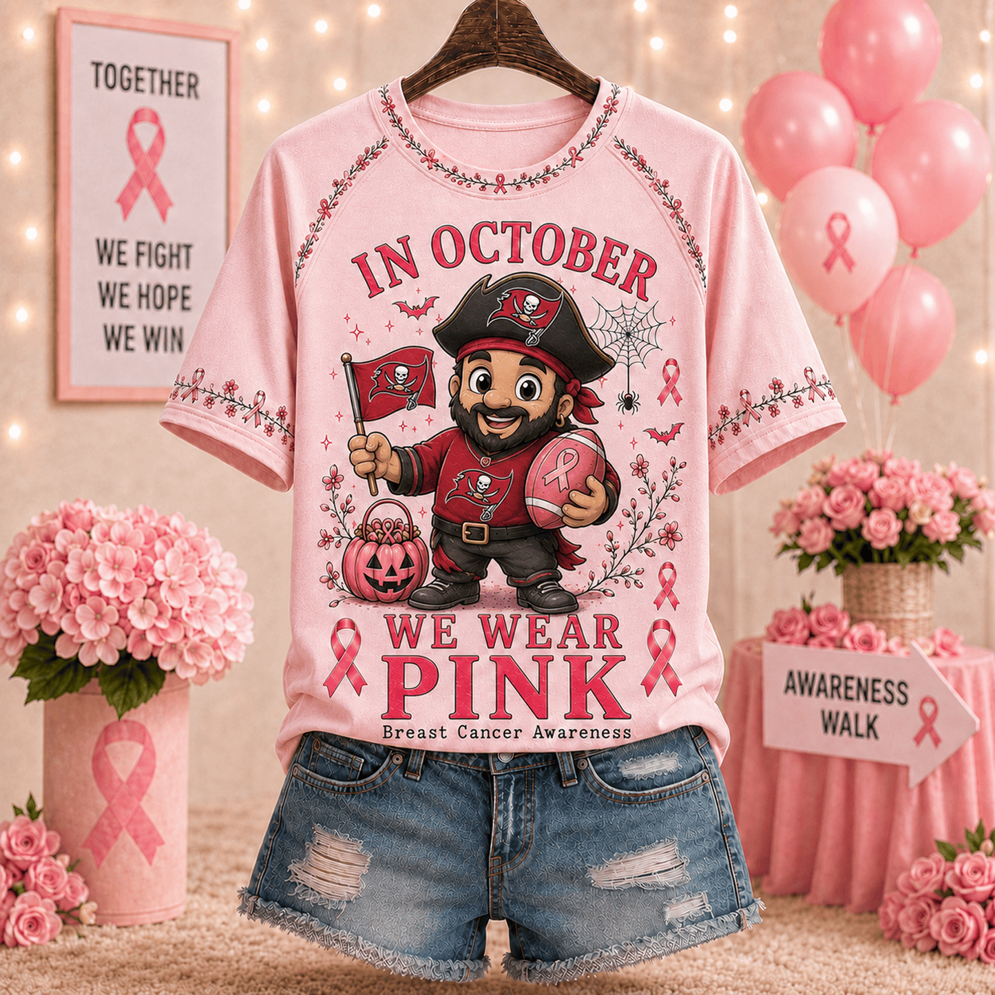 Premium NFL x TB In October We Wear Pink V-neck