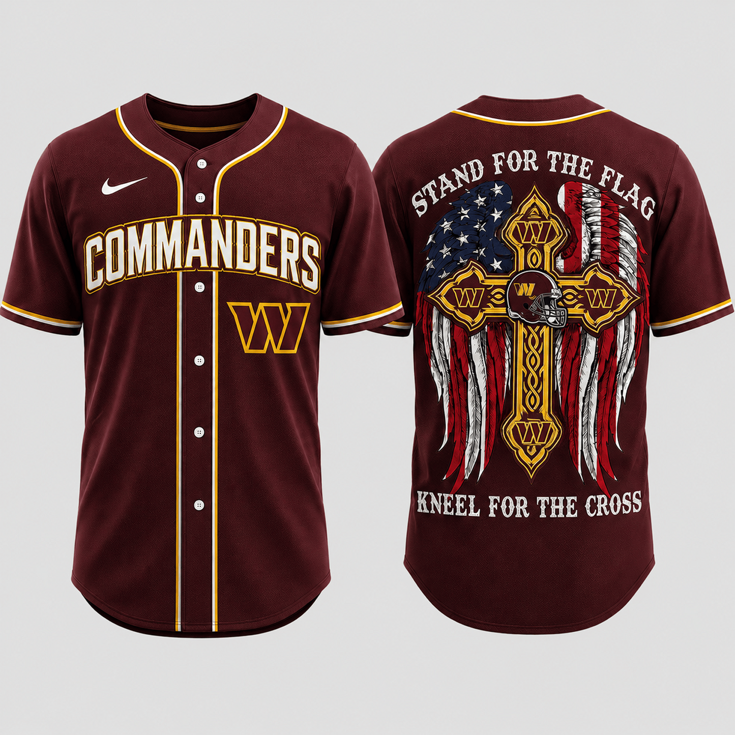 Premium NFL x WAS Stand For The Flag Kneel For The Cross Jersey Shirt