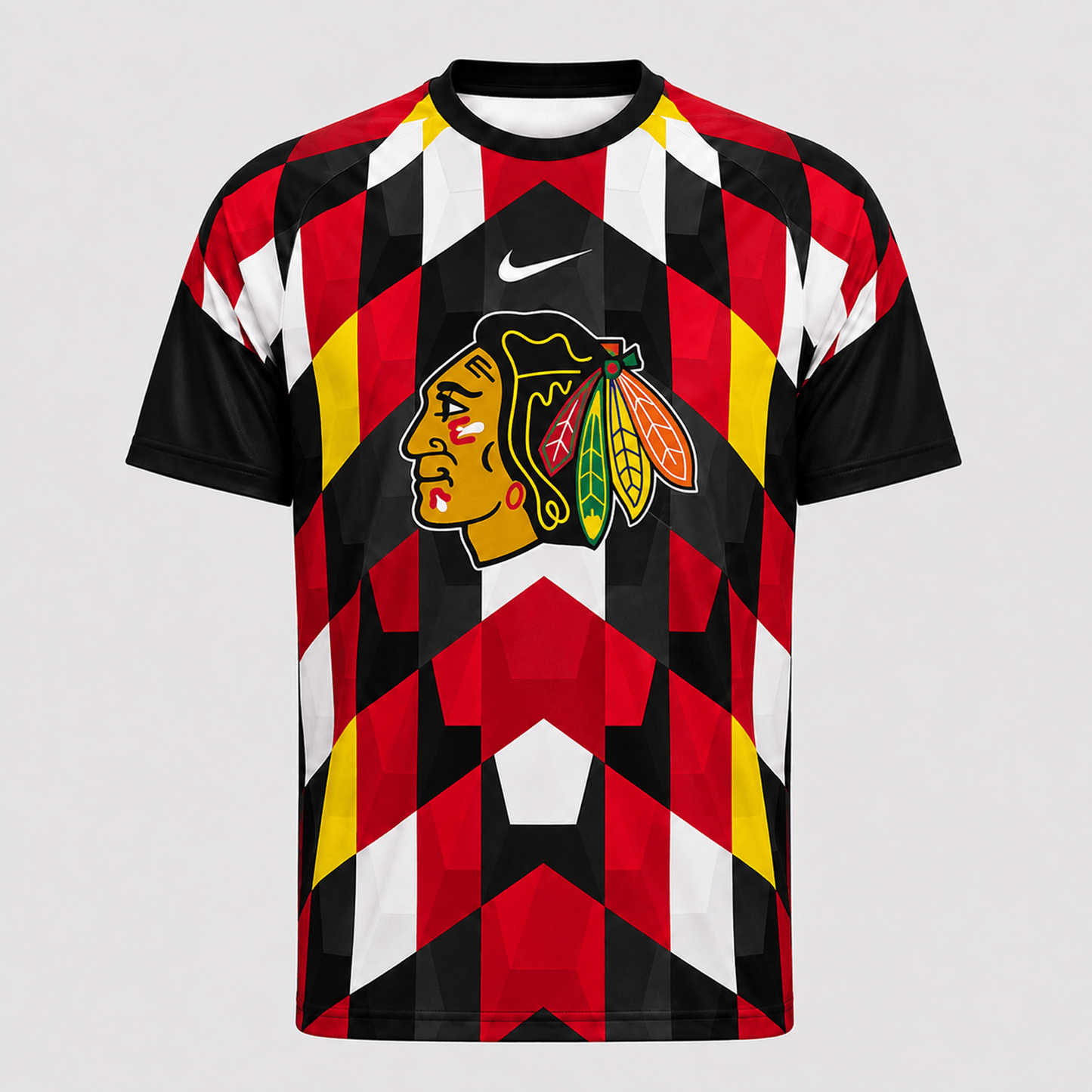 Premium NHL x CHI Vintage Diamond Grid Hockey T-Shirt