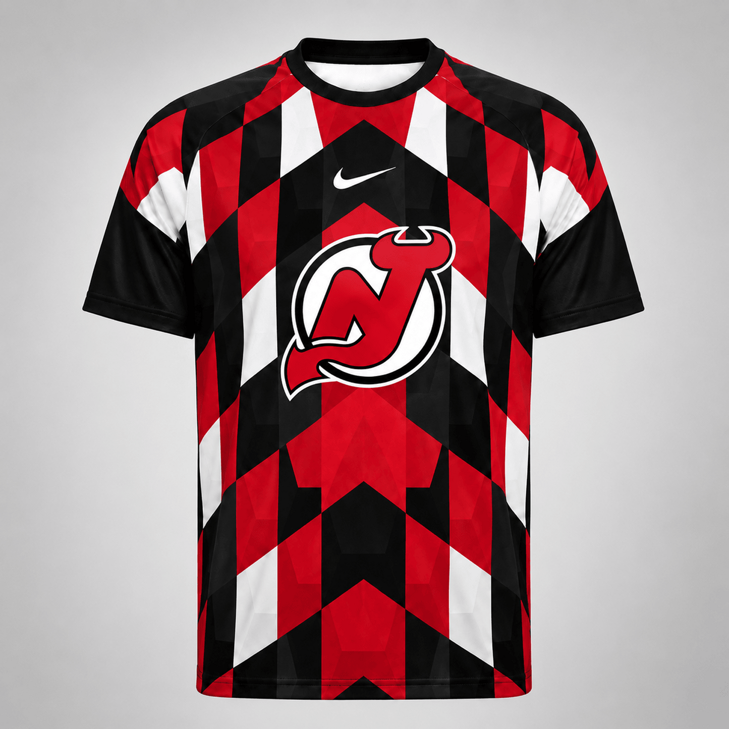 Premium NHL x NJD Vintage Diamond Grid Hockey T-Shirt