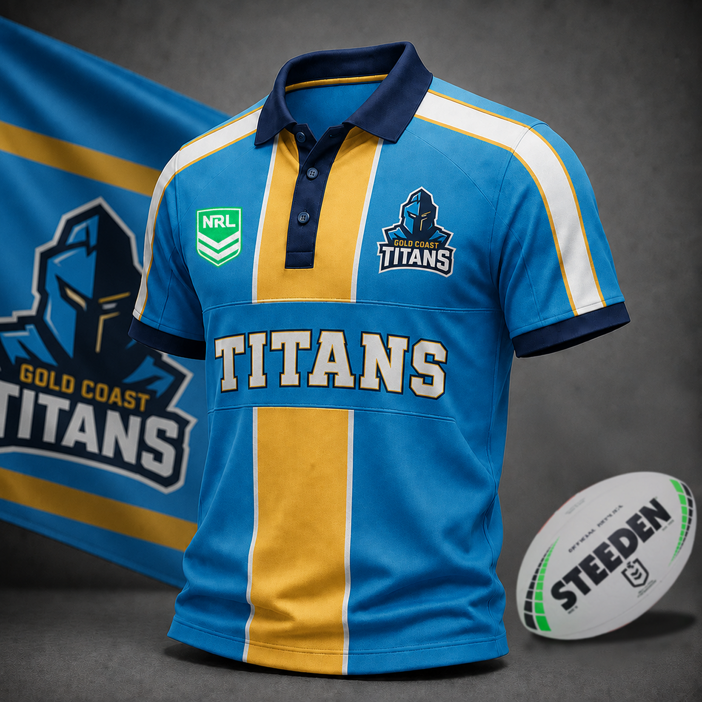 Premium NRL x GCT Heritage Stripe Rugby Polo Shirt