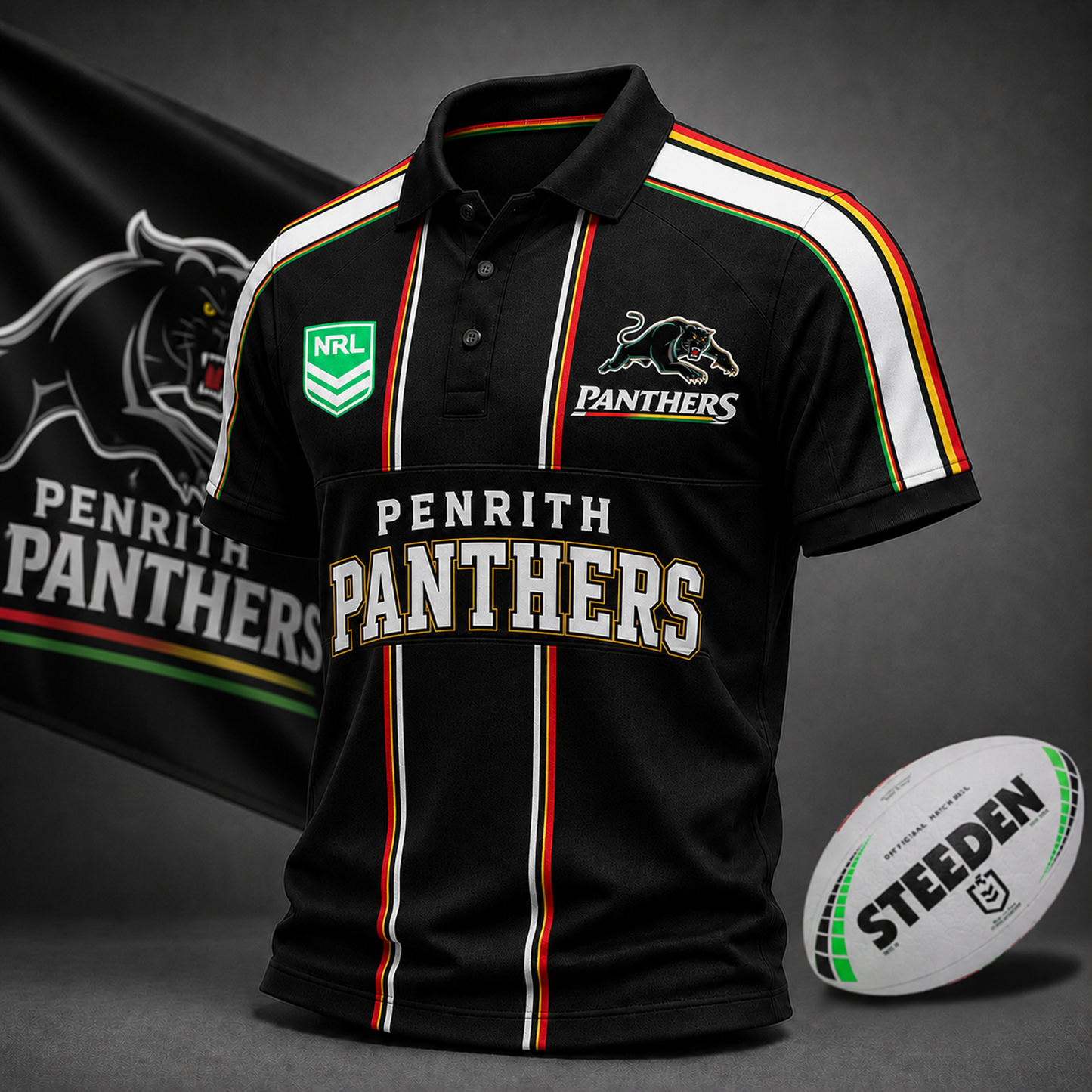 Premium NRL x PEN Heritage Stripe Rugby Polo Shirt