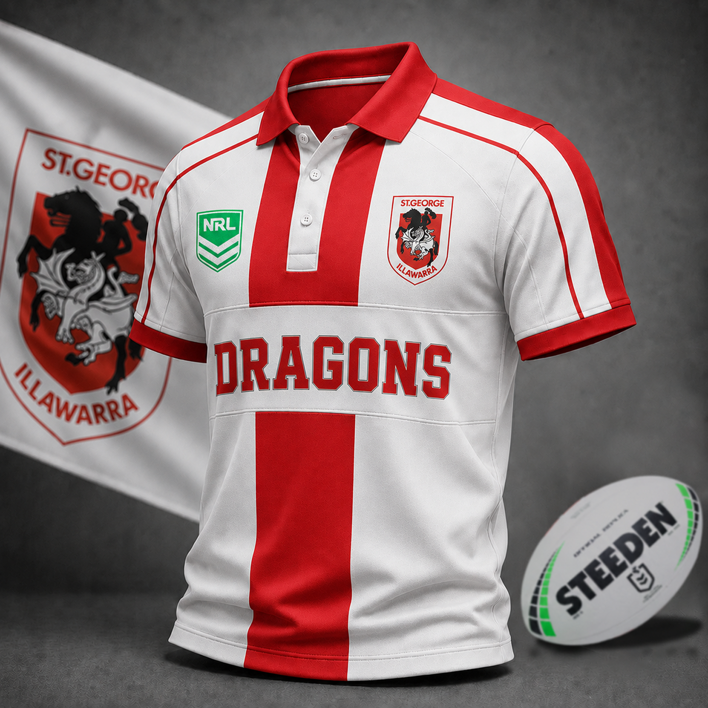 Premium NRL x SGI Heritage Stripe Rugby Polo Shirt