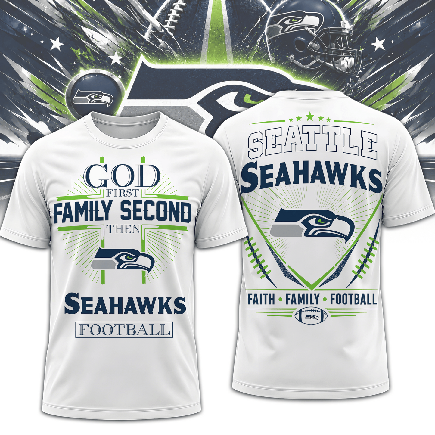 SEA x NFL Faith, Family, Football 3D Shirt